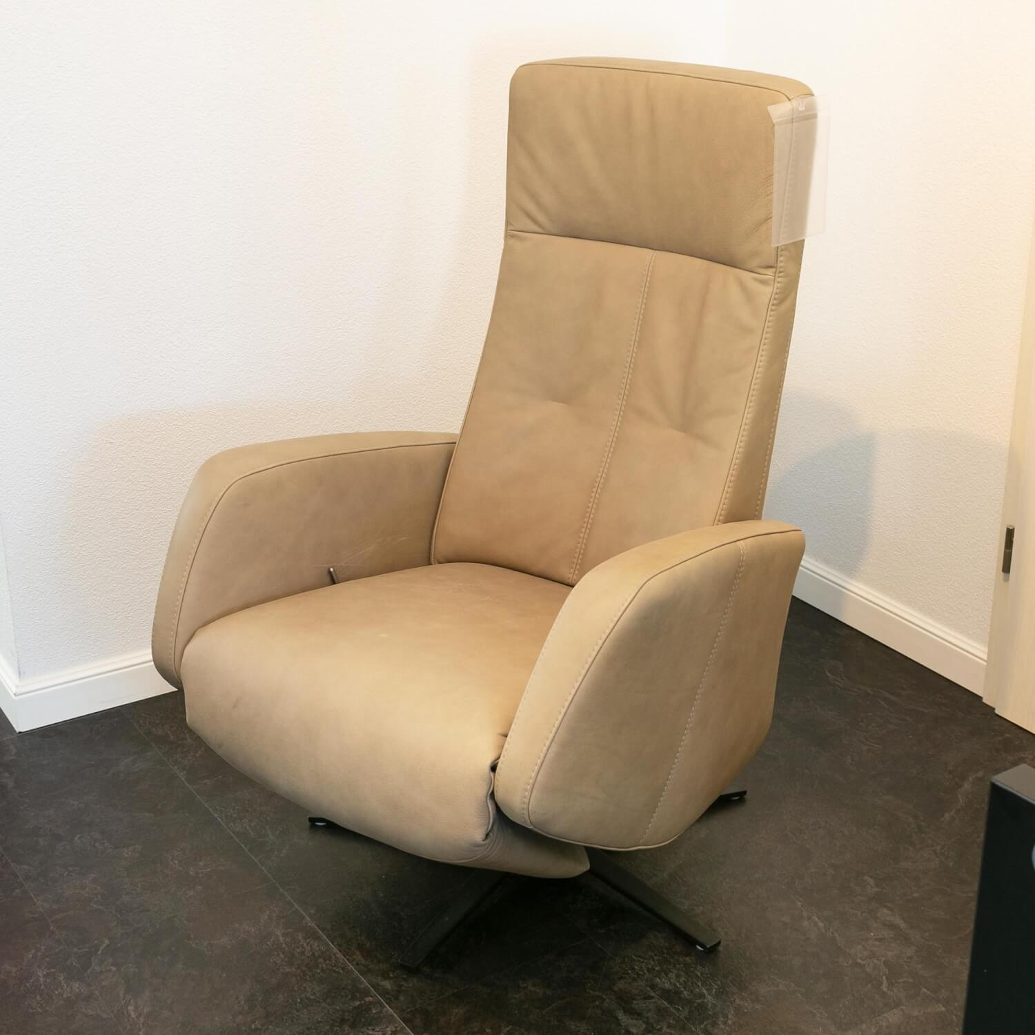 Sitting Vision - Relax armchair NX 329 Cover leather Rancho Beige Cream Cross base 87 Black With backrest adjustment - 7
