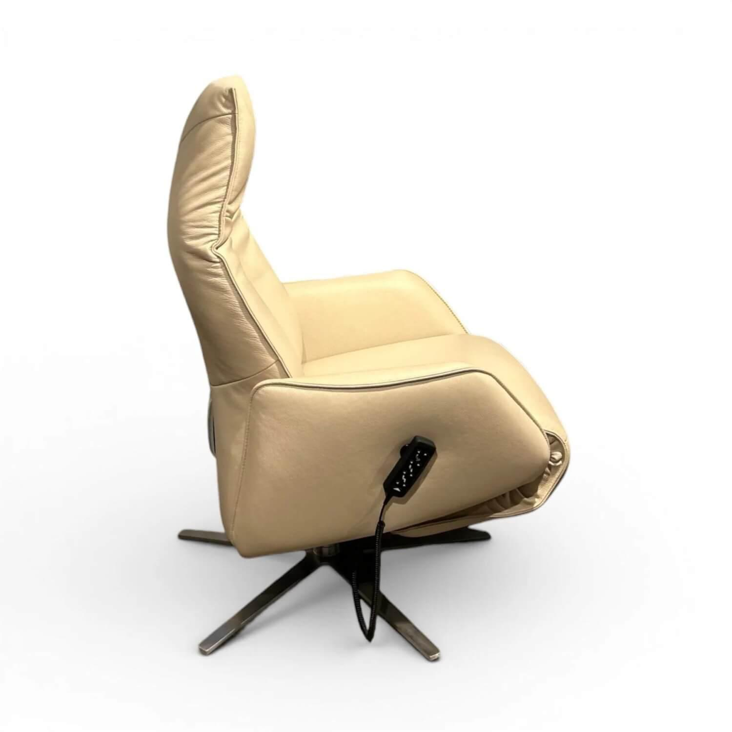 himolla - Sessel 7917 S-Lounger Leder Longlife Rustika Nebel Beige Sternfuß Metall Edelstahl Inkl. Elektr. Verstellfunktionen - 6