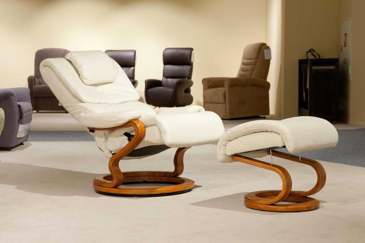 himolla - Sessel 8038 Leder Beige Mit Hocker - 8