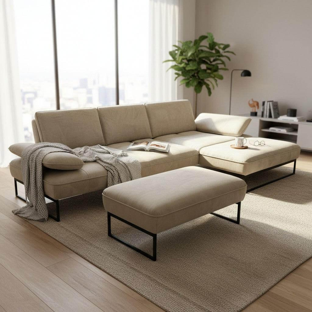 JOOP! - Ecksofa 8165 Select Stoff JOOPD26 Velours Grey Grau Metallkufen Schwarz Inklusive Hocker - 5