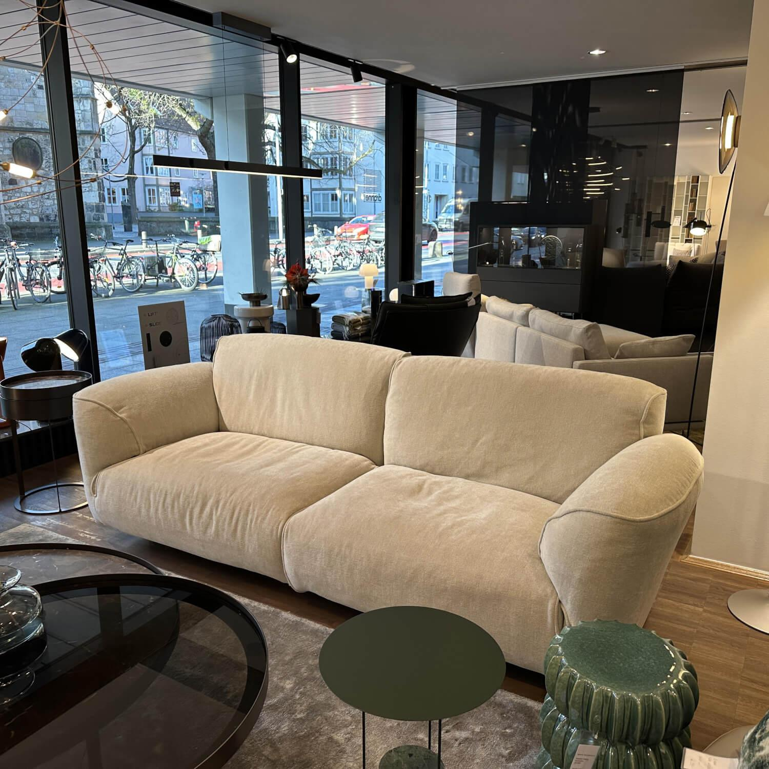 Edra - Sofa Grande Soffice Stoff Imperial T 8560 Beige Füße Mit Stoff Bezogen Rückenlehne Verstellbar - 8