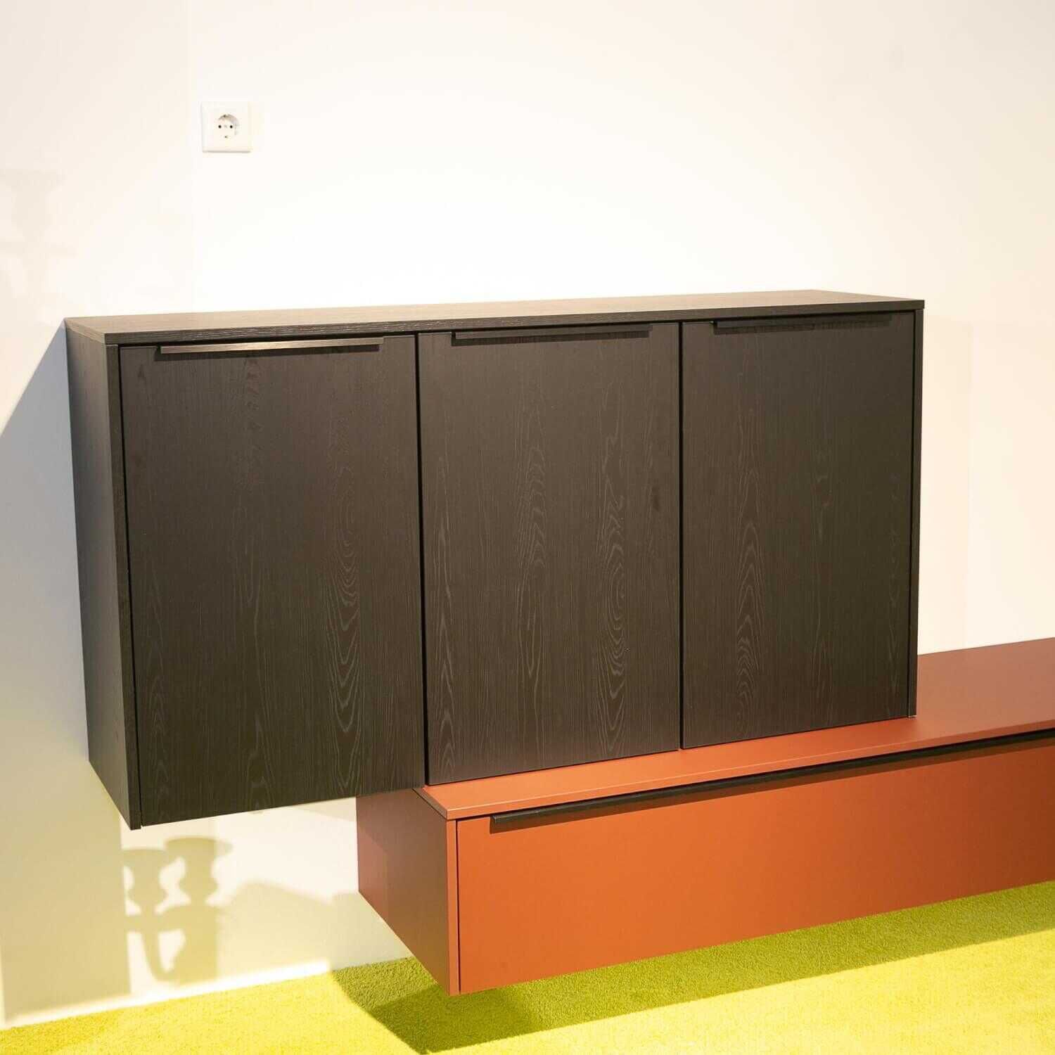 Nobilia - Wohnwand Flash 382 Structura Front Eiche Nero NB Abdeckplatte Rostrot - 3