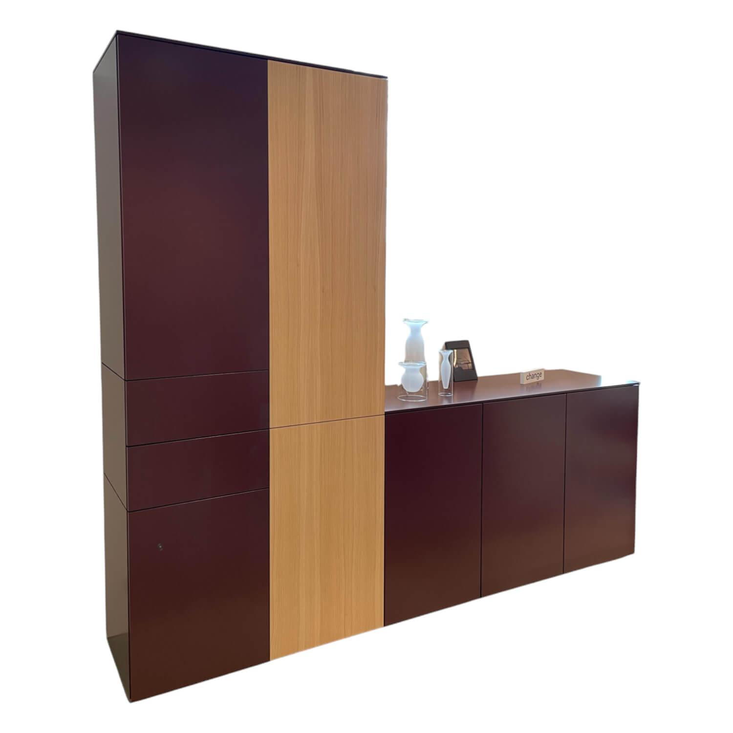 Interlübke - Wohnwand Cube Change Mattlack M41 Burgund Eiche mit Sideboard - 1