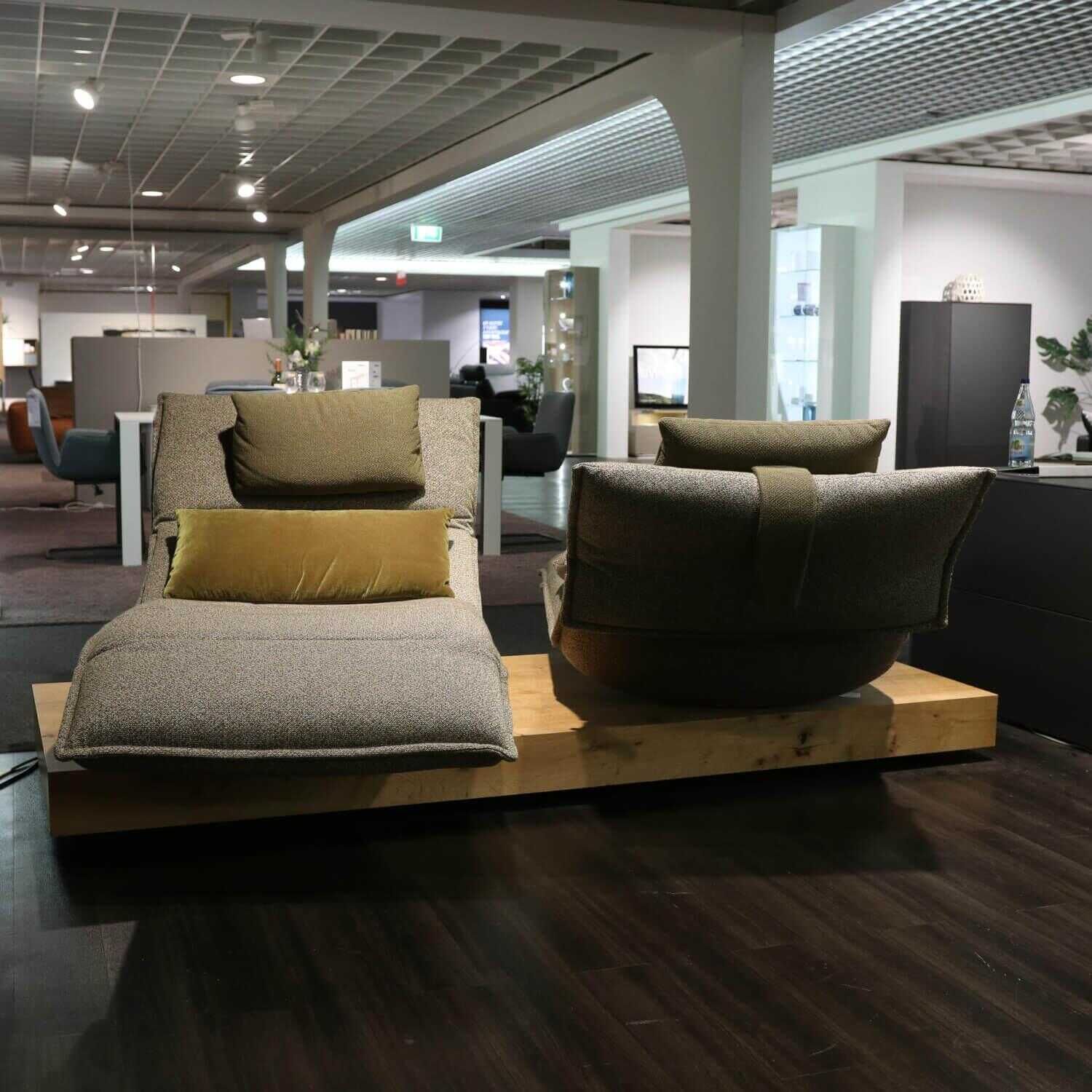 Sofa Edit 3 Stoff Grau mit Drehbaren Sitzen und Verstellfunktion