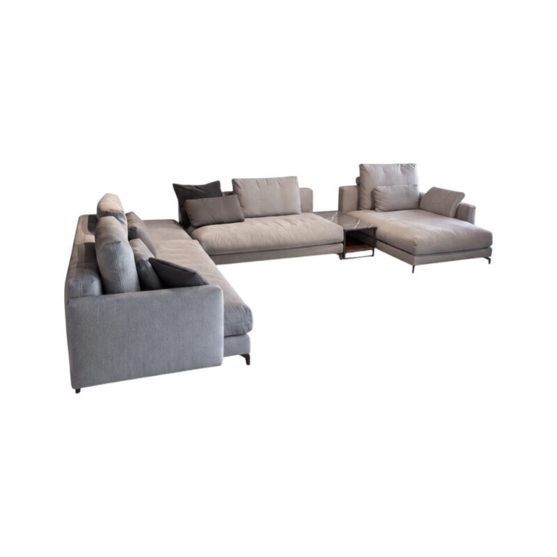Rolf Benz - Ecksofa Nuvola Stoff 22 500 Grüngrau Füße Aluminium Marrone Braun Inklusive Rückenkissen Mit Rolle  - 1