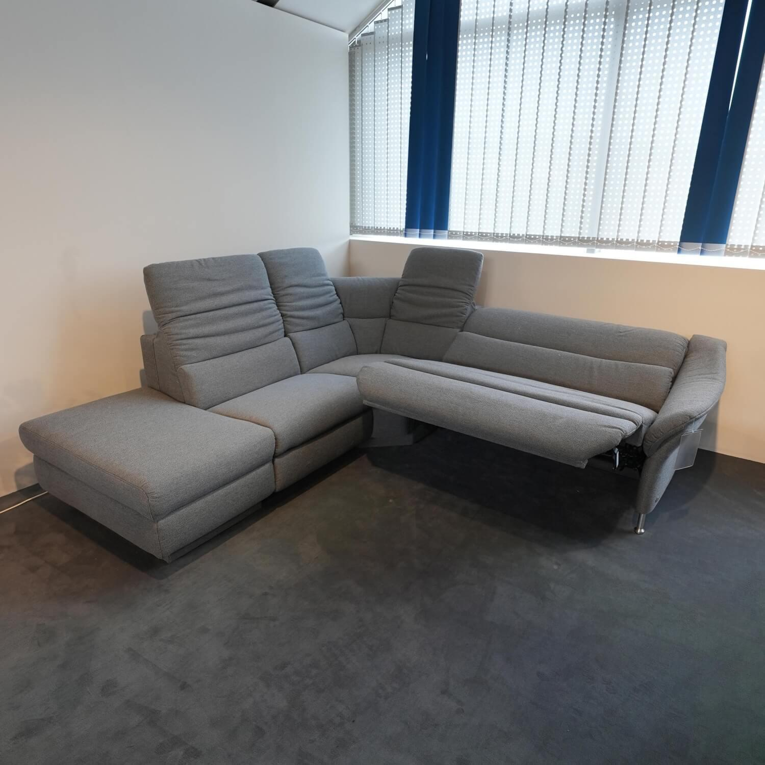 himolla - Ecksofa 1924 Stoff 24 Q2 Fashio Magma Grau Fuß Edelstahloptik - 7