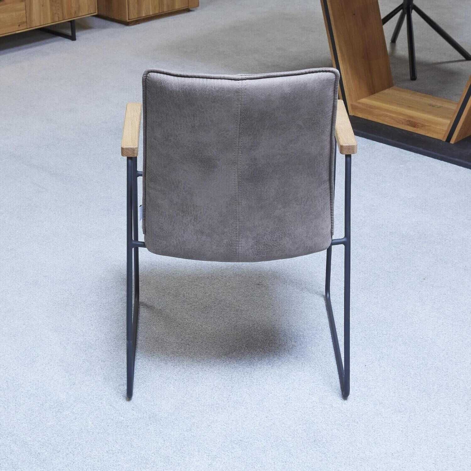 Natura - 6er-Stuhlgruppe Microfaser Aberdeen Stone Gestell Rundrohr Eisen Schwarz - 7