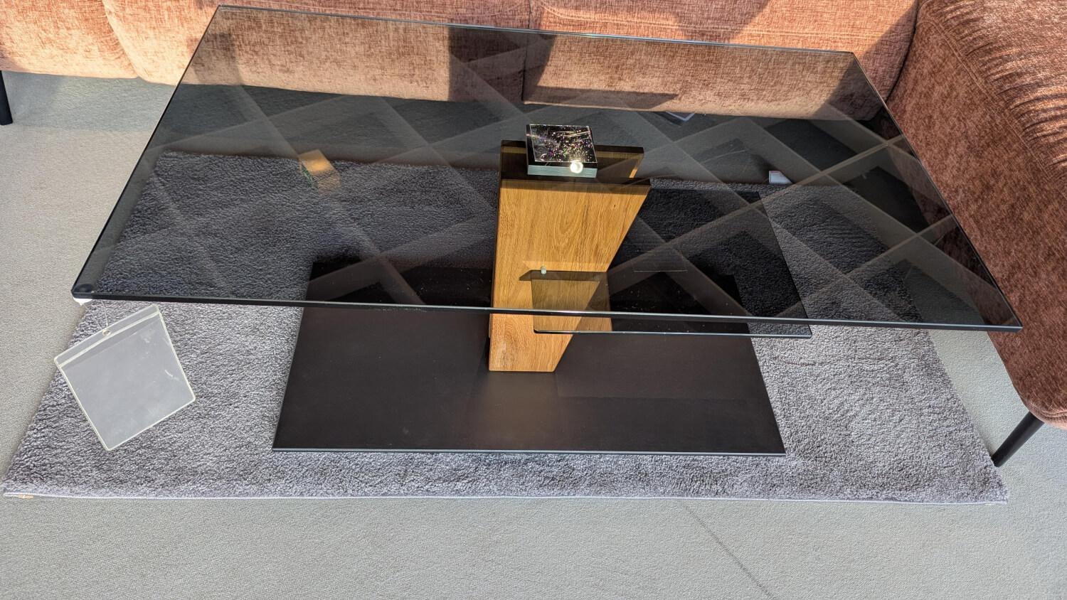 Vierhaus - Couchtisch 5626-GPA-WEIX Platte Persolglas Grau Säule Wildeiche Geölt - 4