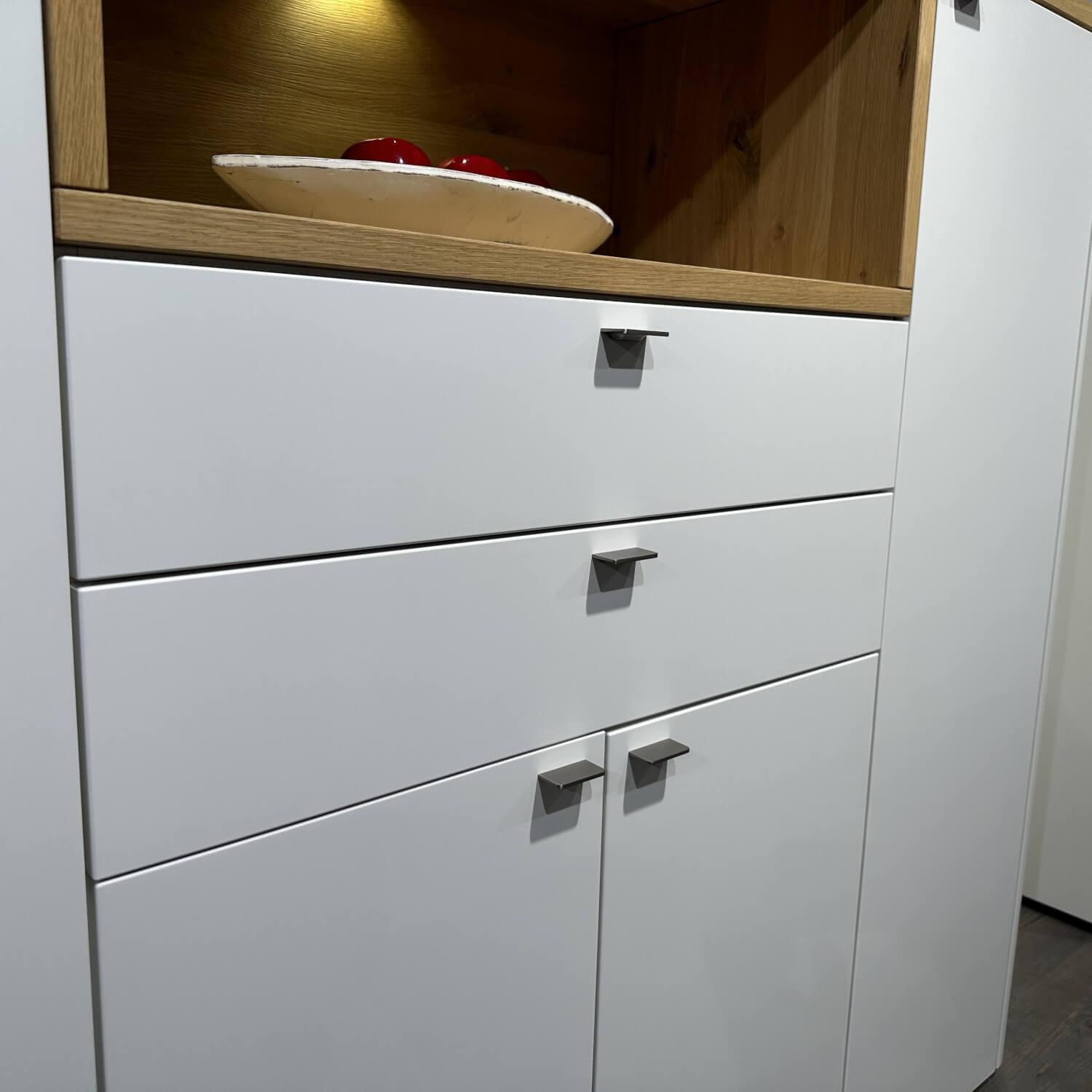 Venjakob - Vitrine Und Highboard Fabio Lack Kristall Weiß Matt Und Wildeiche Hell Soft Gebürstet Mit Beleuchtung - 4