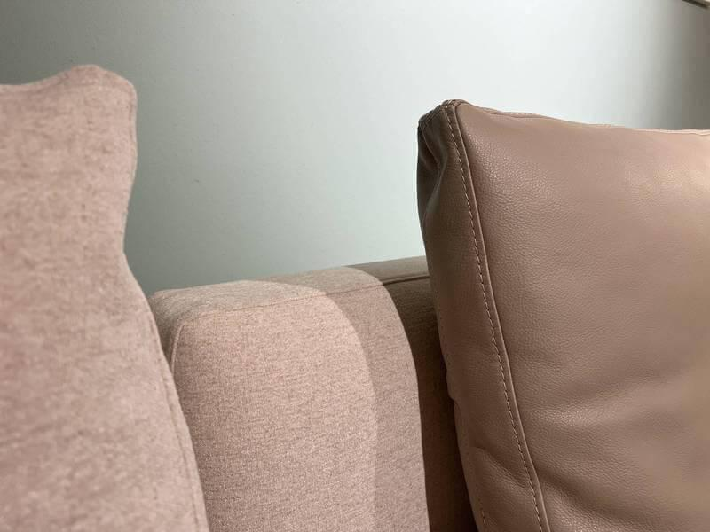 Frigerio - Ecksofa Horizon Stoff Nebraska 18 Beige Leder Sienna 5005 Beige Füße Metall Inklusive Kissen - 5