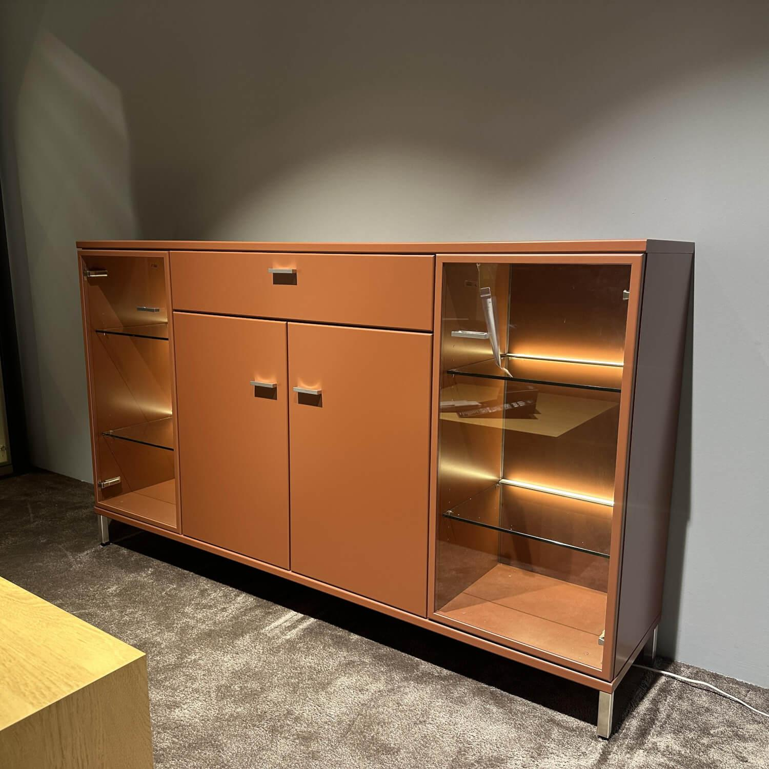 Mondo - Sideboard Alicante 20014 Lack Oxidrot Orange Griffe Chrom Matt Inklusive Beleuchtung - 4