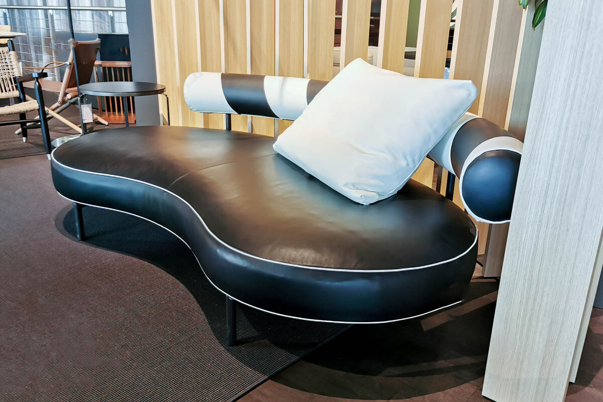 Flexform - Sofa Supermax Leder Pelle N412 Schwarz Rückenlehne Schwarz Weiß Gestell Metall Brüniert - 6