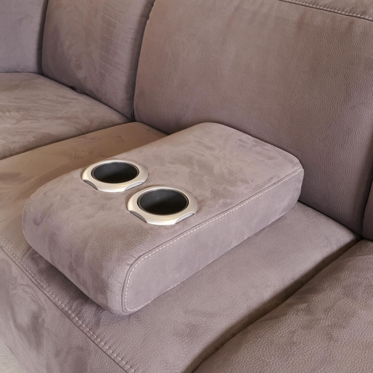 Polstergarnitur 1820 Inklusive Sessel Stoff K-Lyon Rauch 11 Superlastic Soft Sitze Inklusive Kopfverstellung Metallfüße Edelstahloptik Gebürstet