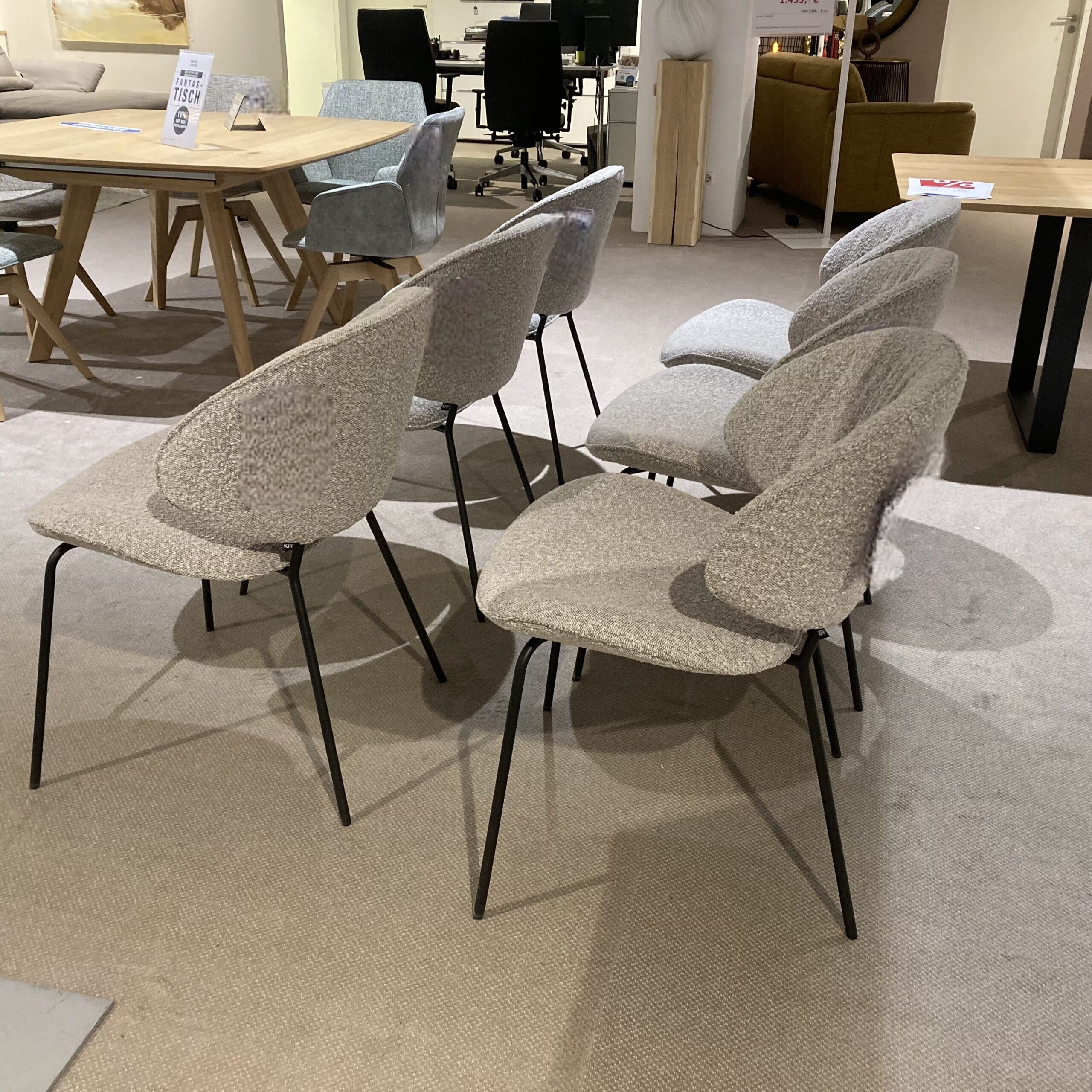 KFF - Stuhlgruppe Alvaro Stoff Ascot Toffee Beige Gestell Metall Schwarz - 6