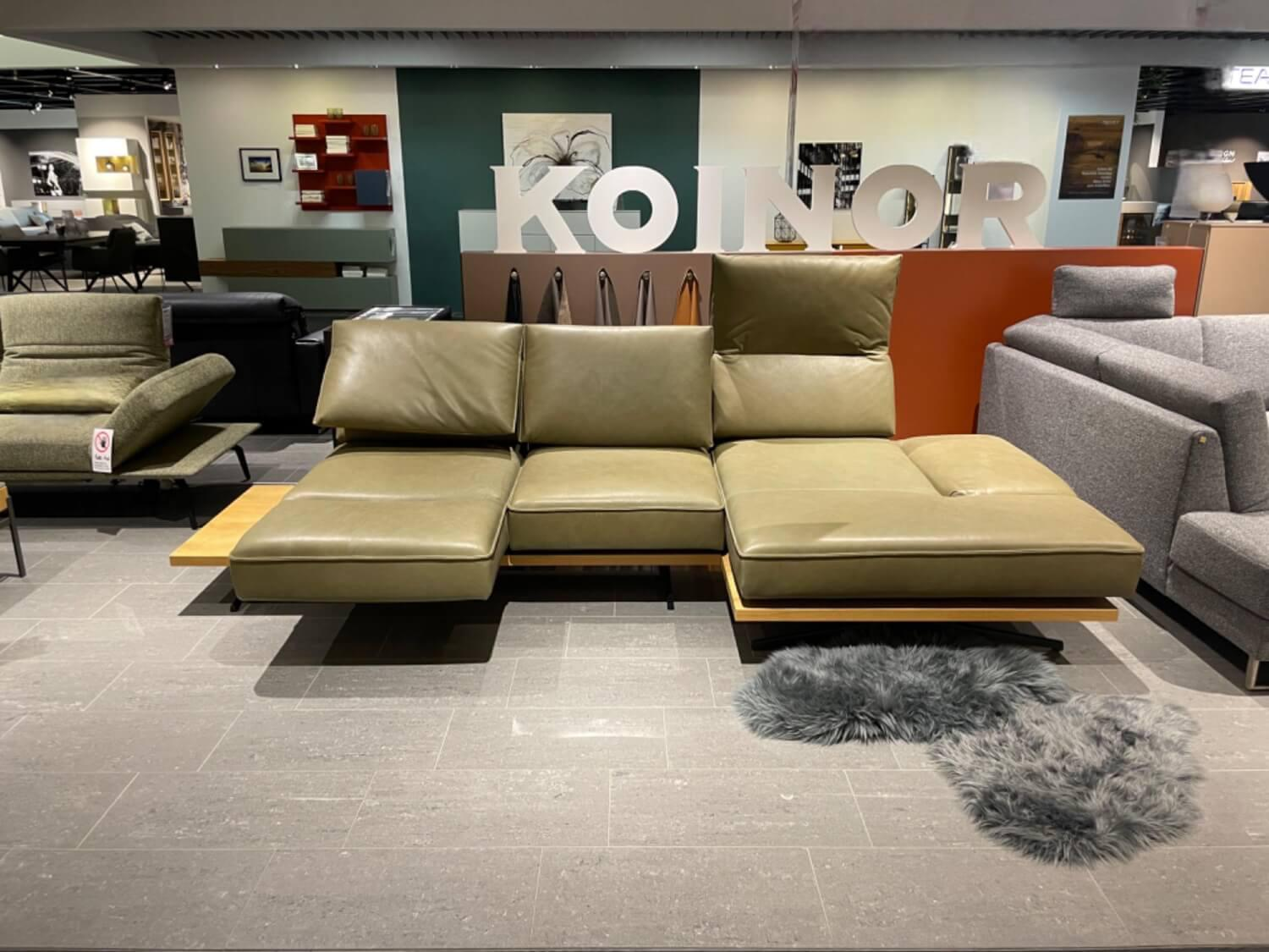 Koinor - Ecksofa Phoenix Leder B Toro Cactus Grün Plateau Wildeiche Furniert Gestell Aluminium Schwertkufe - 4