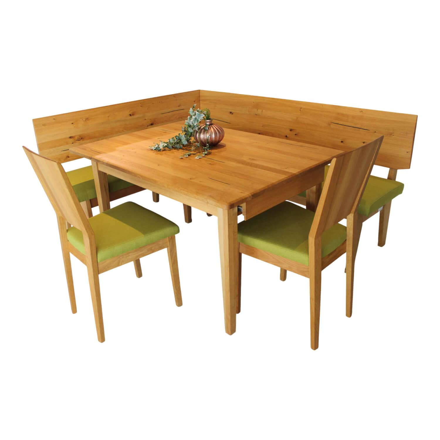 Eckbankgruppe Tisch Risseiche Samtöl 1 Eckbank 2 Stühle Schösswender - Eckbankgruppe Tisch Risseiche Samtöl 1 Eckbank 2 Stühle - 1