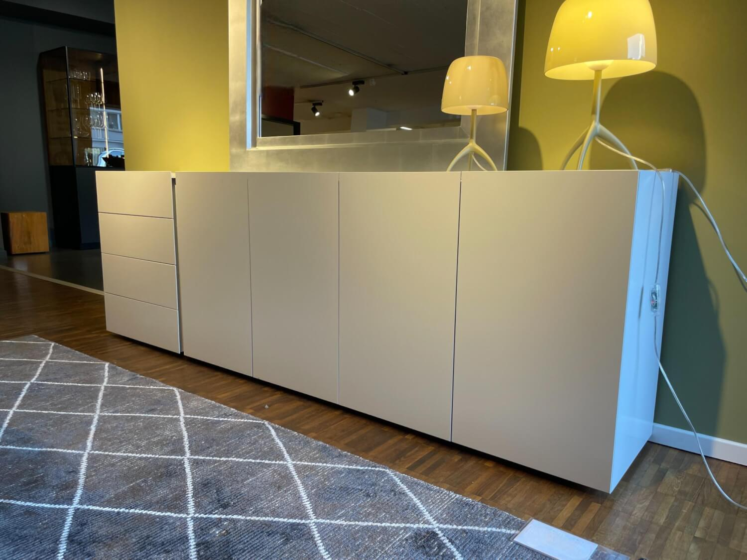 Interlübke - Sideboard Jorel Lack M14 Platin Grau Abdeckplatte Glas Matt Platin Grau - 6