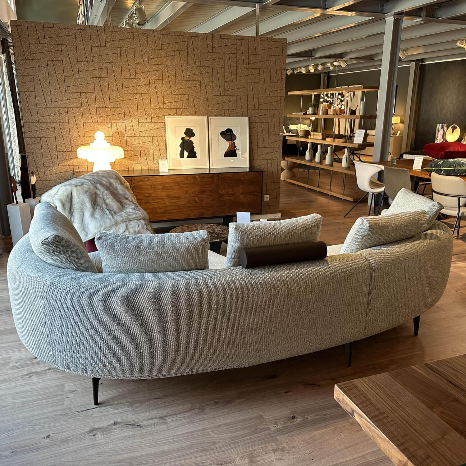 Walter Knoll - Ecksofa Maaru Stoff 40 Safire Sage Grün Grau Gestell Metall Bronze Matt mit Kissen - 4