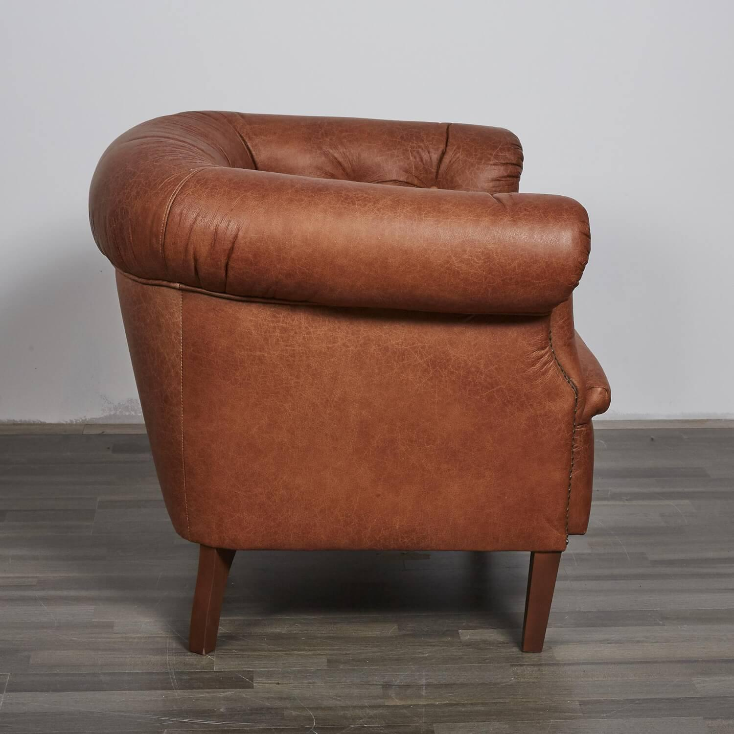 Max Winzer - Sessel Leder Braun Gestell Holz - 9