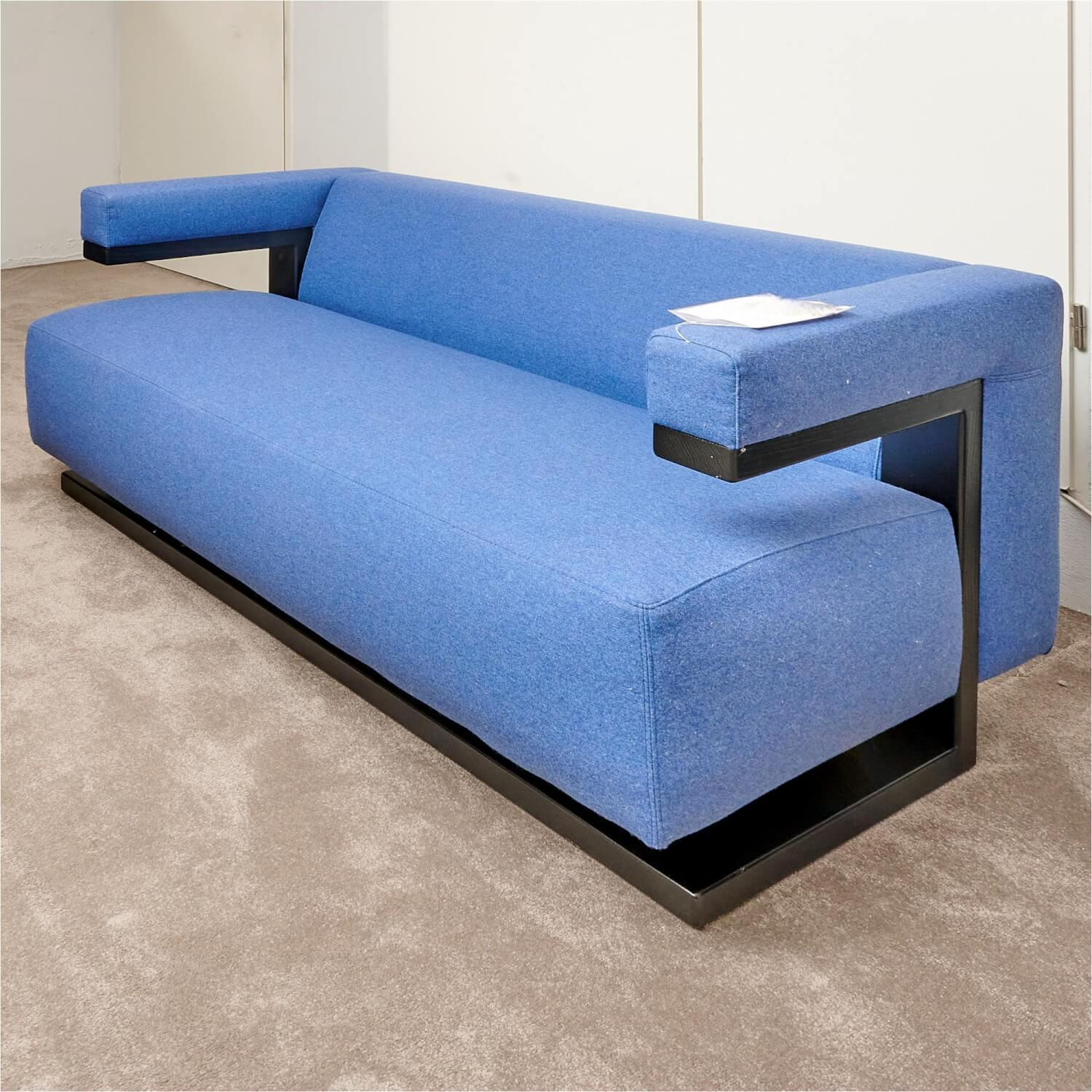 Tecta - Sofa Gropius F51 2 Stoff Dama 0077 Blau Gestell Esche Schwarz - 2