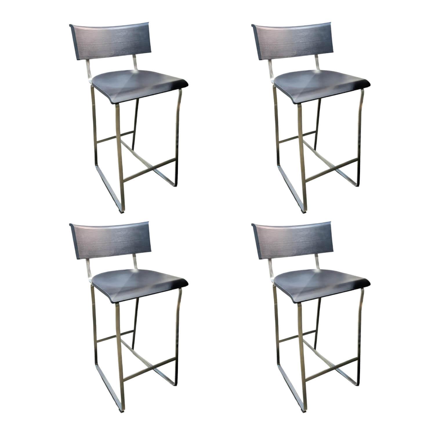 Arclinea - 4er-Set Barhocker Olimpia Sitz Eiche Grau - 11