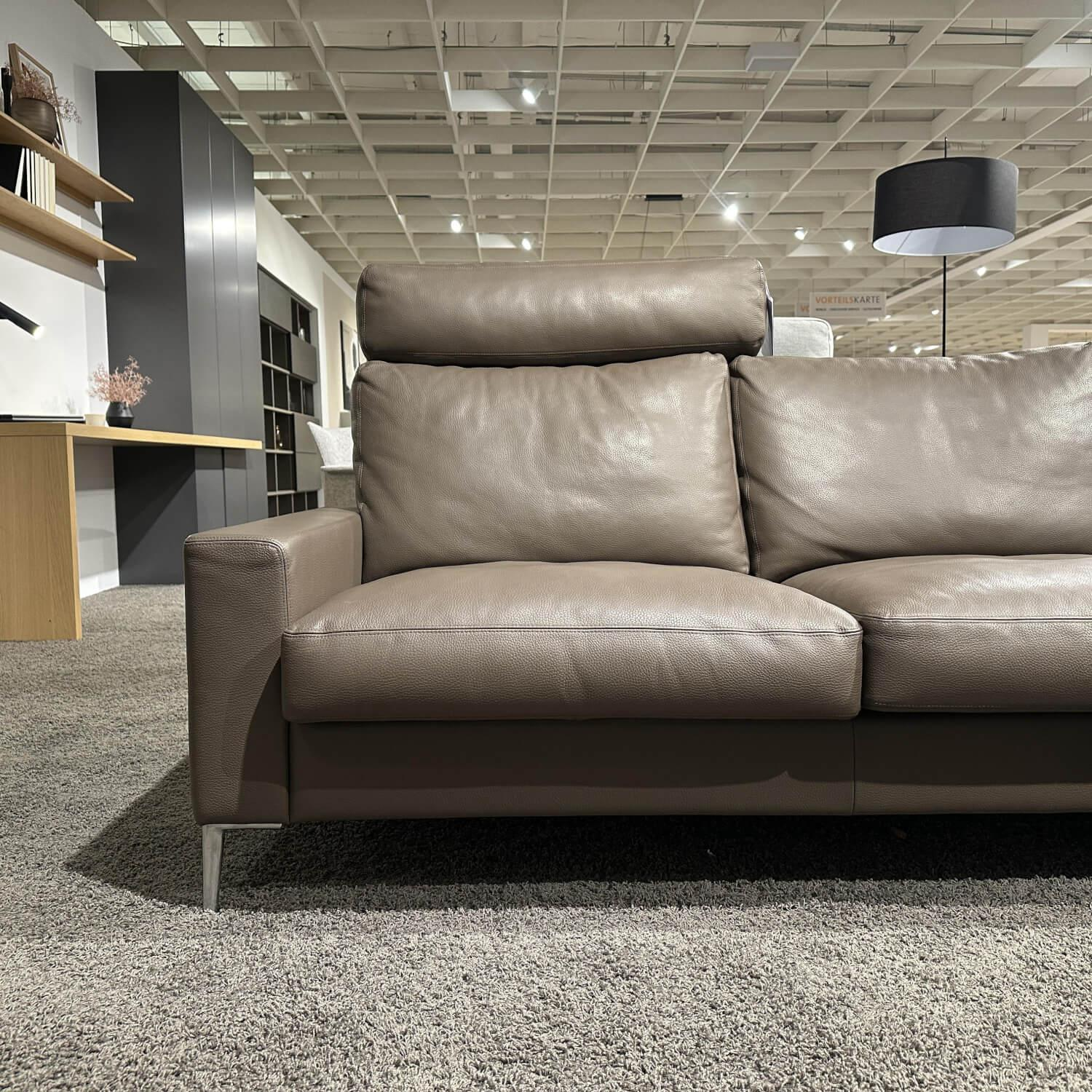 Erpo - Ecksofa Classics 500 Leder 43.860 Lava Grau Braun Fuß CL 59 Hochglanz Mit Verstellbarer Kopfstütze - 6