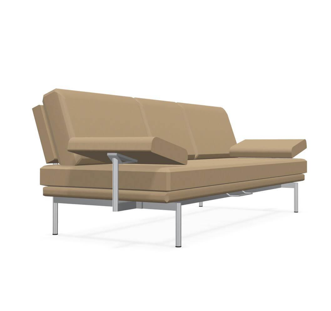 Sofa 3-Sitzer Living Platform 400-30 FLFR Leder Lima Farbe Stone Grey