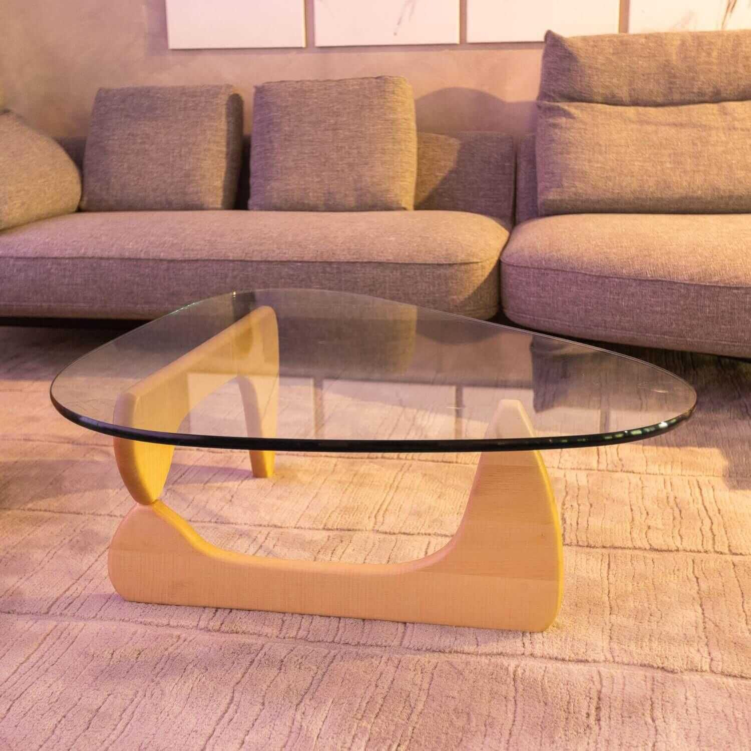 Beistelltisch Noguchi Coffee Table Untergestell Ahorn Platte Klarglas
