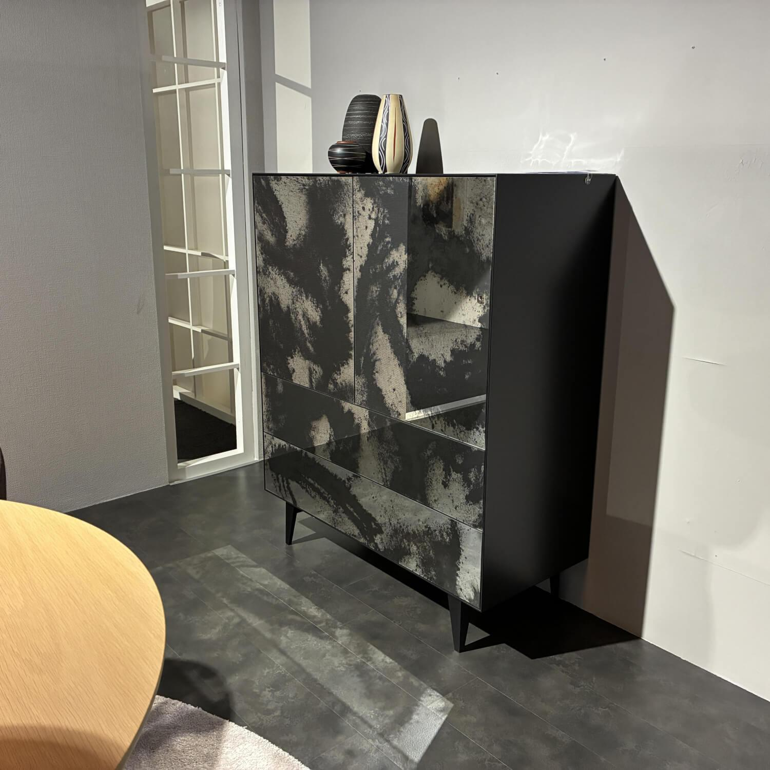 Piure - Highboard Nex Glamour Front Lack Ml02 Luna Silber Schwarz Korpus Und Gestell Mattlack P43 Coal Schwarz - 6