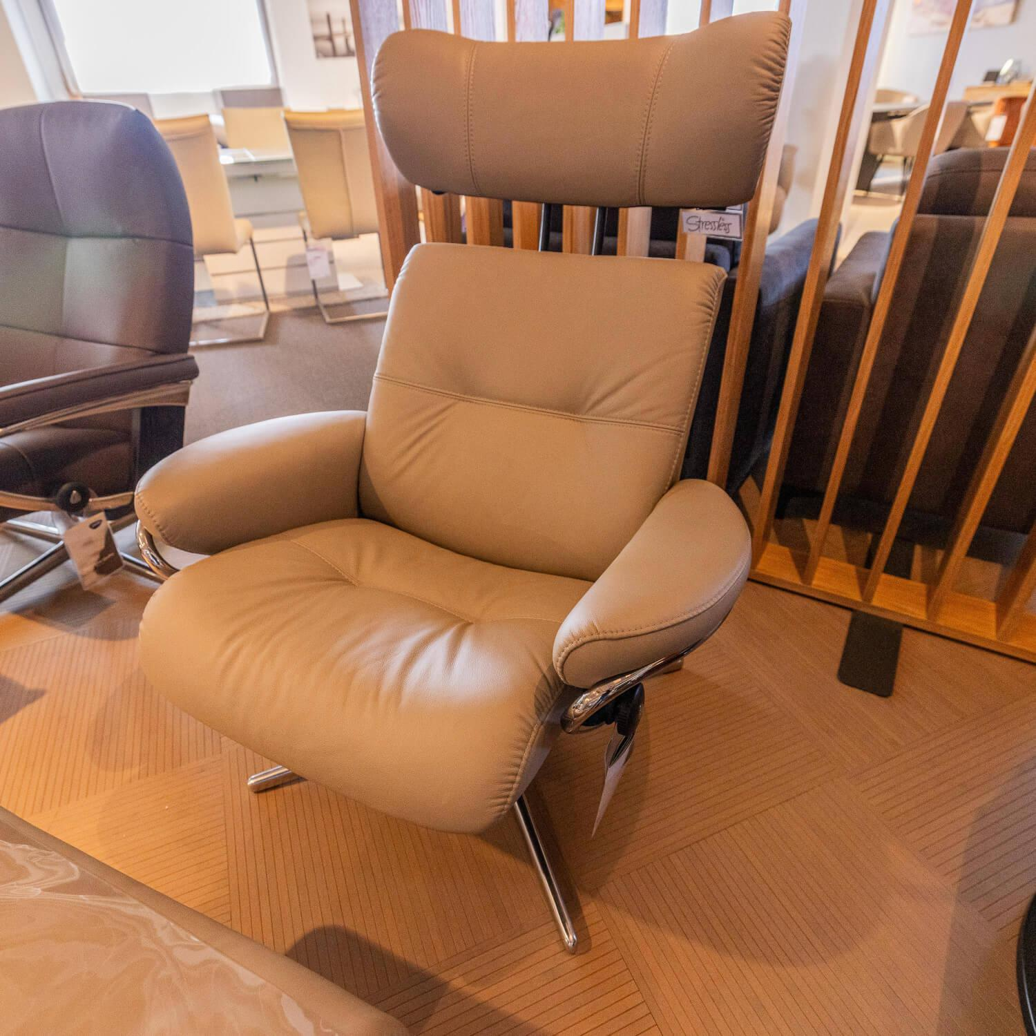Stressless - Sessel Berlin M Bezug Leder Paloma 45 Mushroom Beige Gestell Cross AH Aluminium 40 - 11