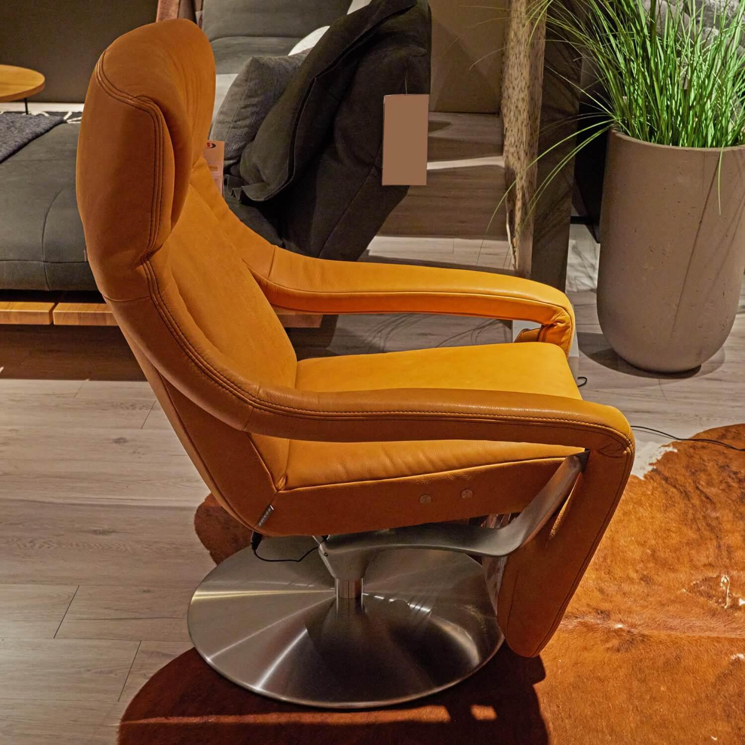 Koinor - Sessel Yoko 5 Leder A India Sun Orange Drehteller Nickel Satiniert Kopfteil Verstellbar Motorische Relaxfunktion - 7