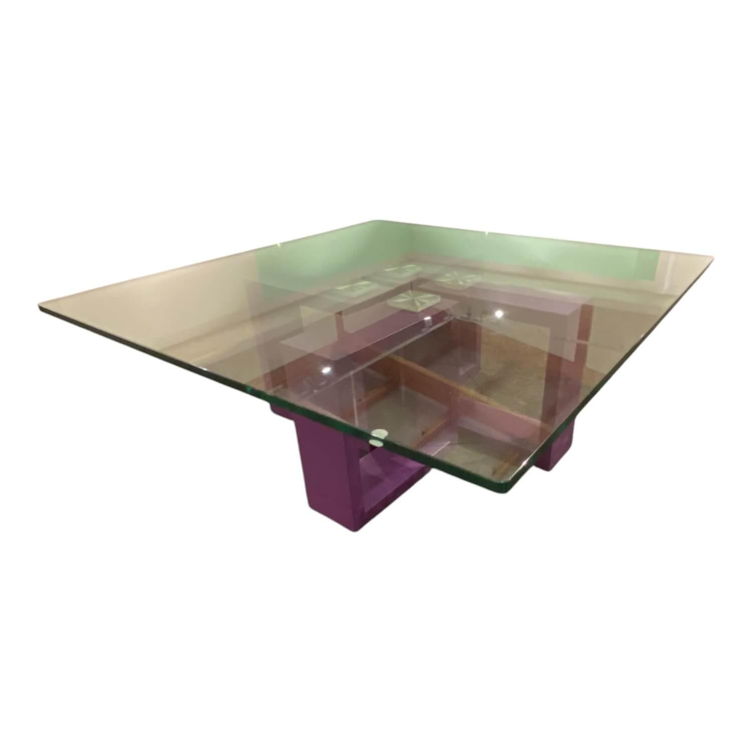 Pefa - Couchtisch Florida 3 Platte Klarglas Gestell Aluminium Lila Lackiert - 1