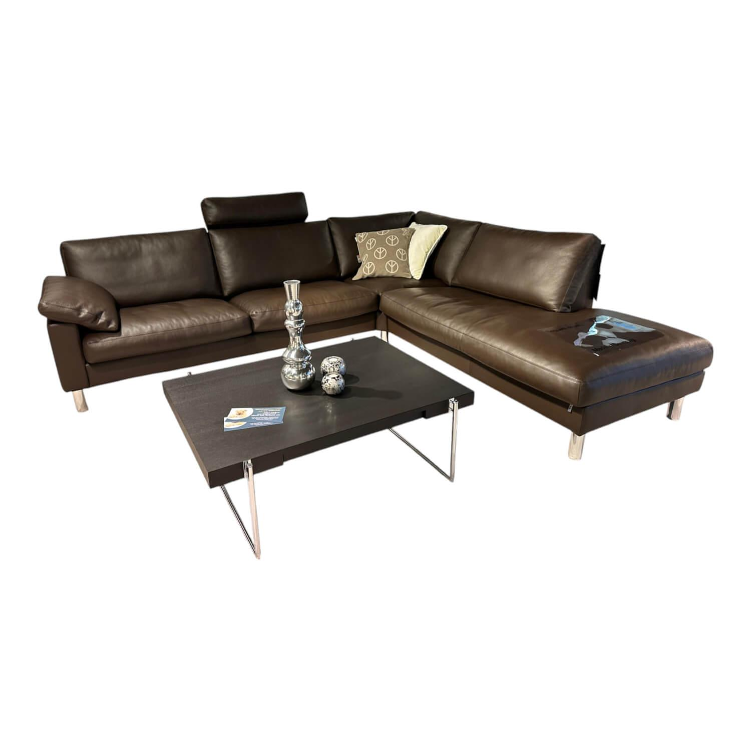 Erpo - Ecksofa CL 500 Leder 43 Mocca Braun mit Fuß- und Kopfstütze - 1