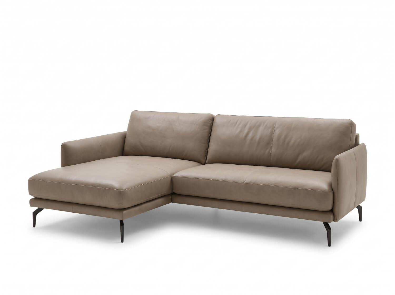 Violetta - Ecksofa Antonia In Leder Braun Ohne Dekokissen - 1
