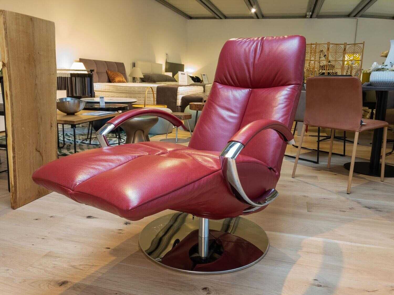 Strässle - Relaxsessel Mago Leder Soft Dunkelrot 70610 mit Akku 2 Motorisch - 3