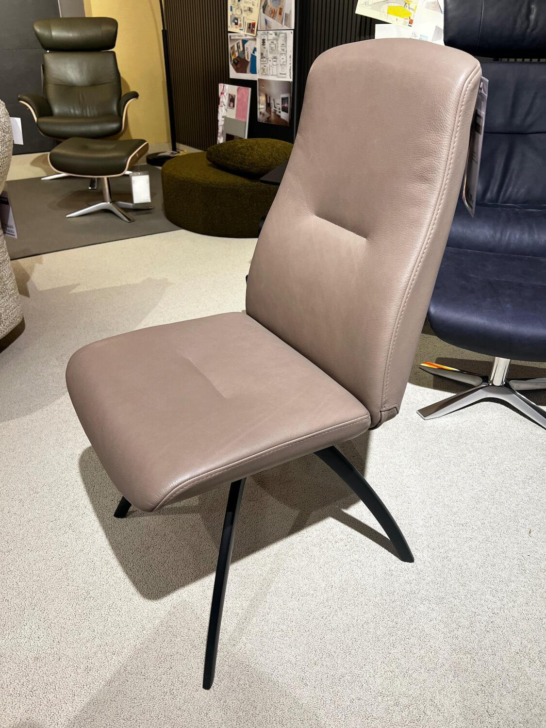 Conform - 6er Set Stuhl Freetime Leder Sorrento 2554 64 Taupe Beige Grau Drehgestell Aluminium Schwarz Lackiert - 3