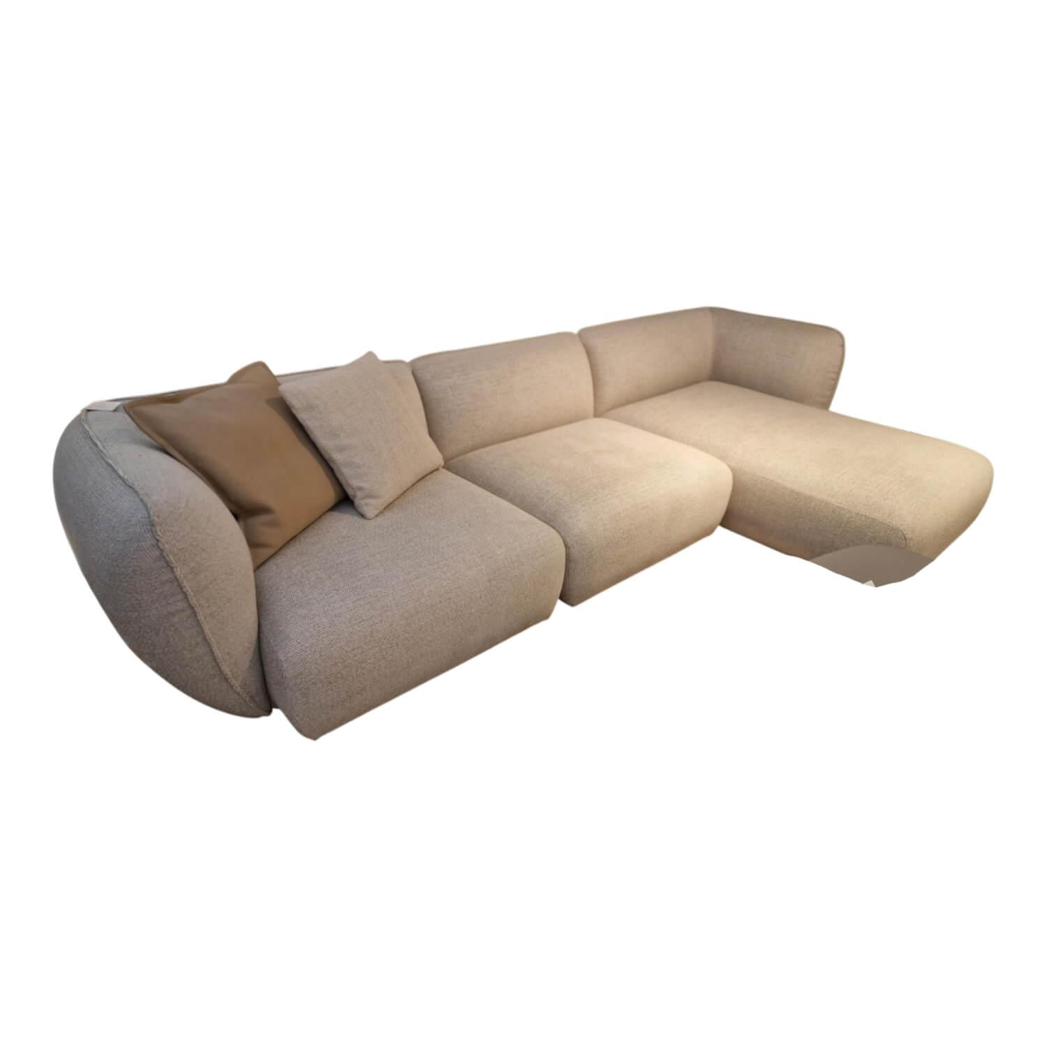 Freifrau - Ecksofa Mia Stoff Sahco Safire 4 0007 Creme Grau ohne Kissen - 1