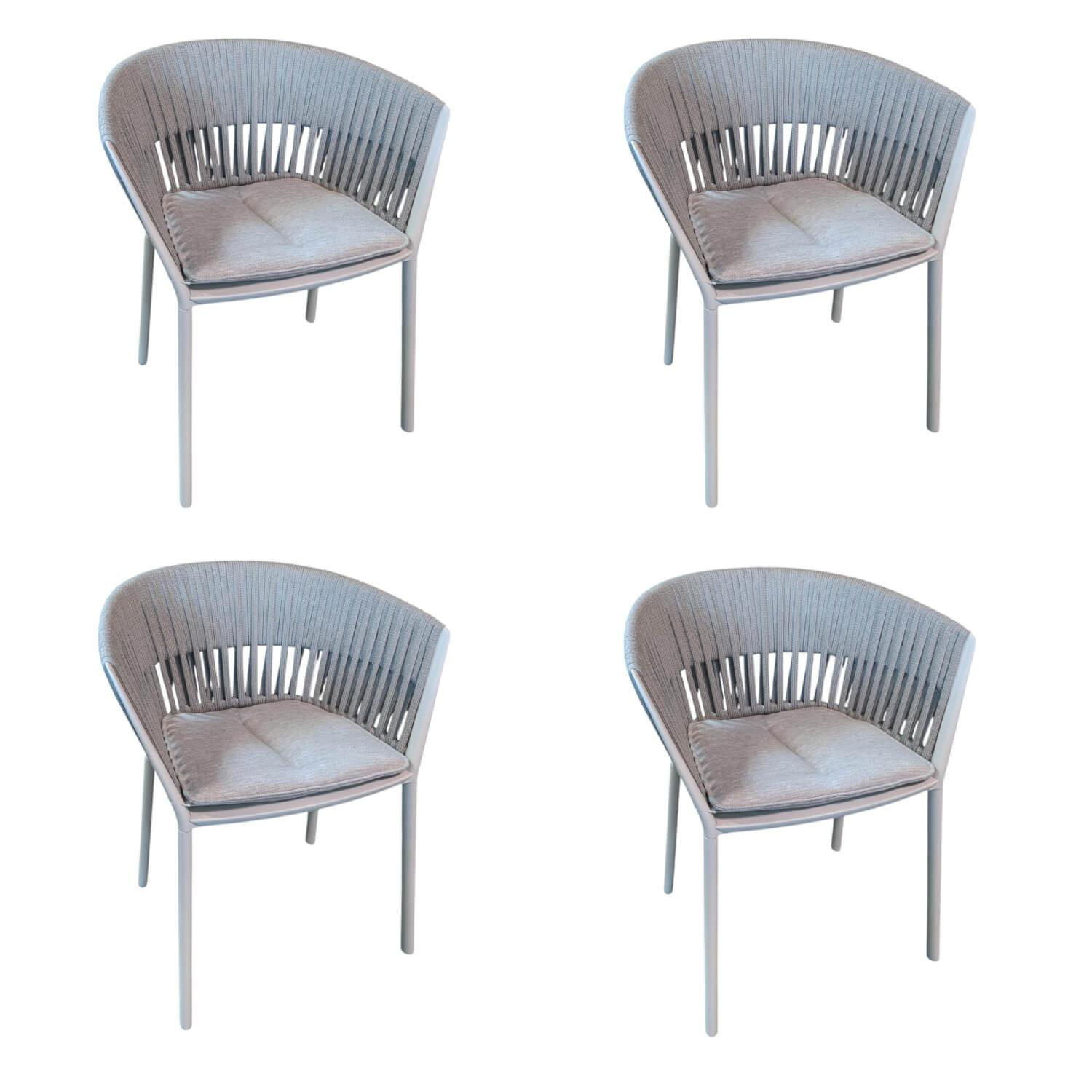 Fast - 4er-Set Outdoorstuhl Ria Schnur Powder Grey Aluminium Pulverbeschichtet - 1
