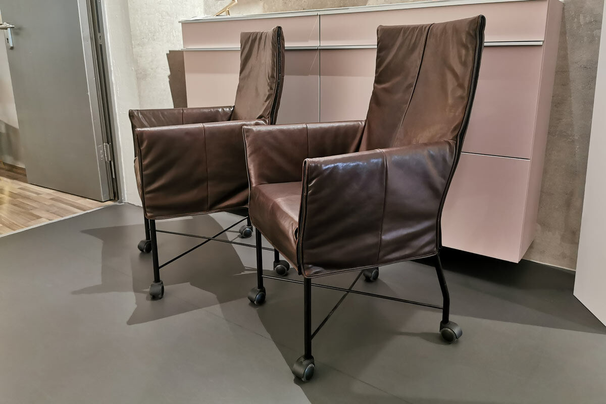 Montis - Stuhl Chaplin Flex Leder Rancho Sienna Braun Gestell Büro Metall Schwarz Mit Rollen - 3