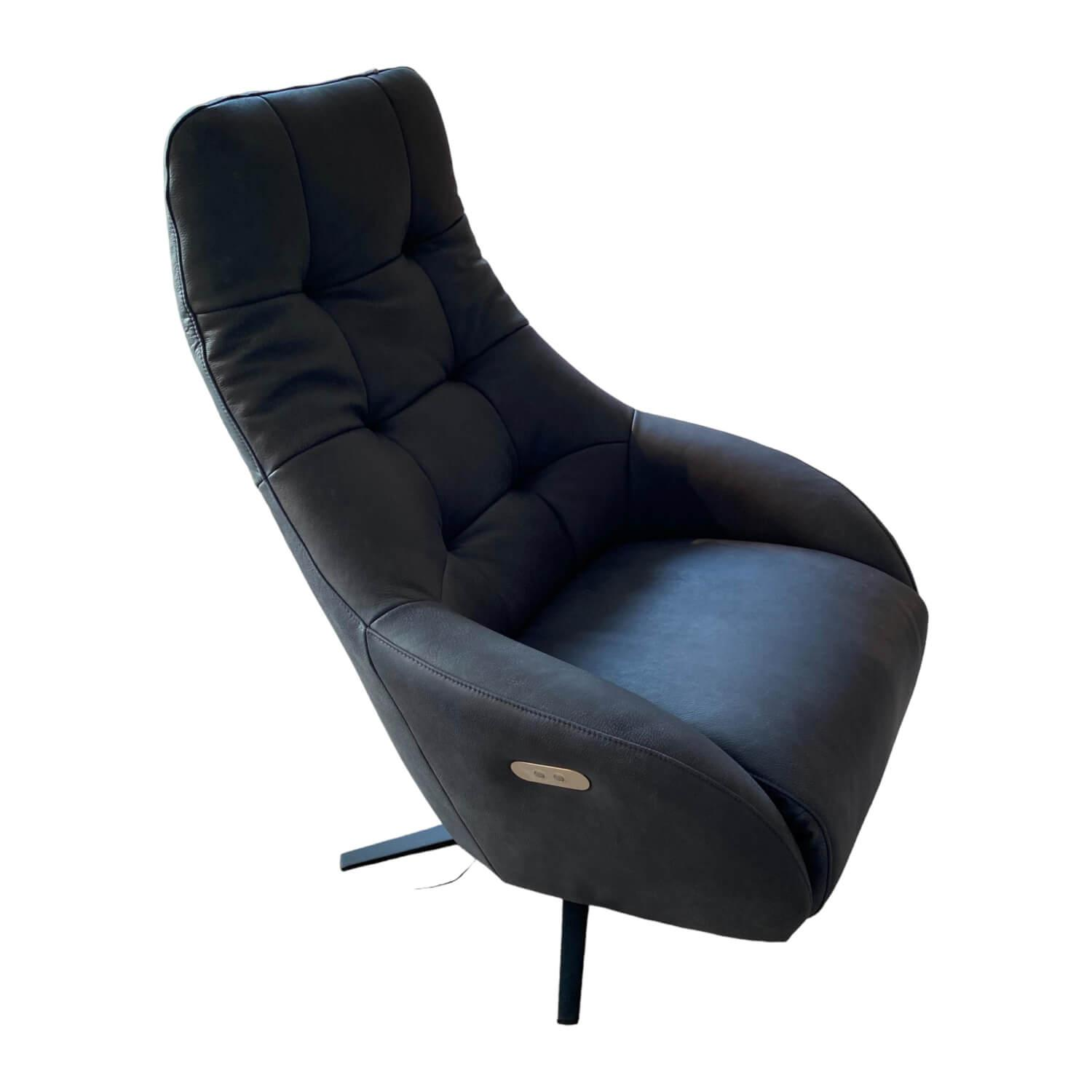 W. Schillig - Sessel 32702 Leder Z7828 Navy Blau Schwarz mit Verstellfunktion - 1