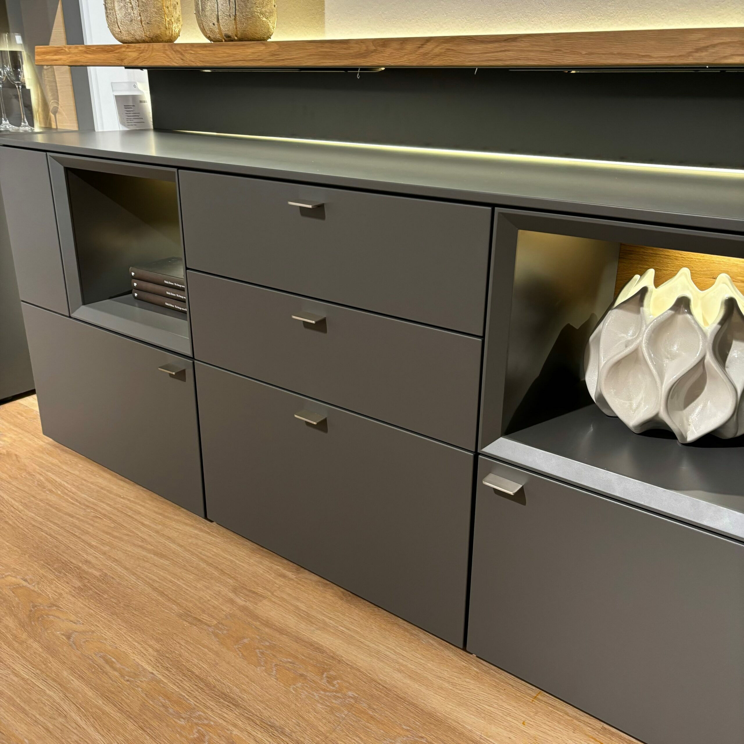 Venjakob - Sideboard Vitus Lack Schiefergrau Matt Mit Aufsatzkonsole Eiche Rustico Hell Geölt  - 6