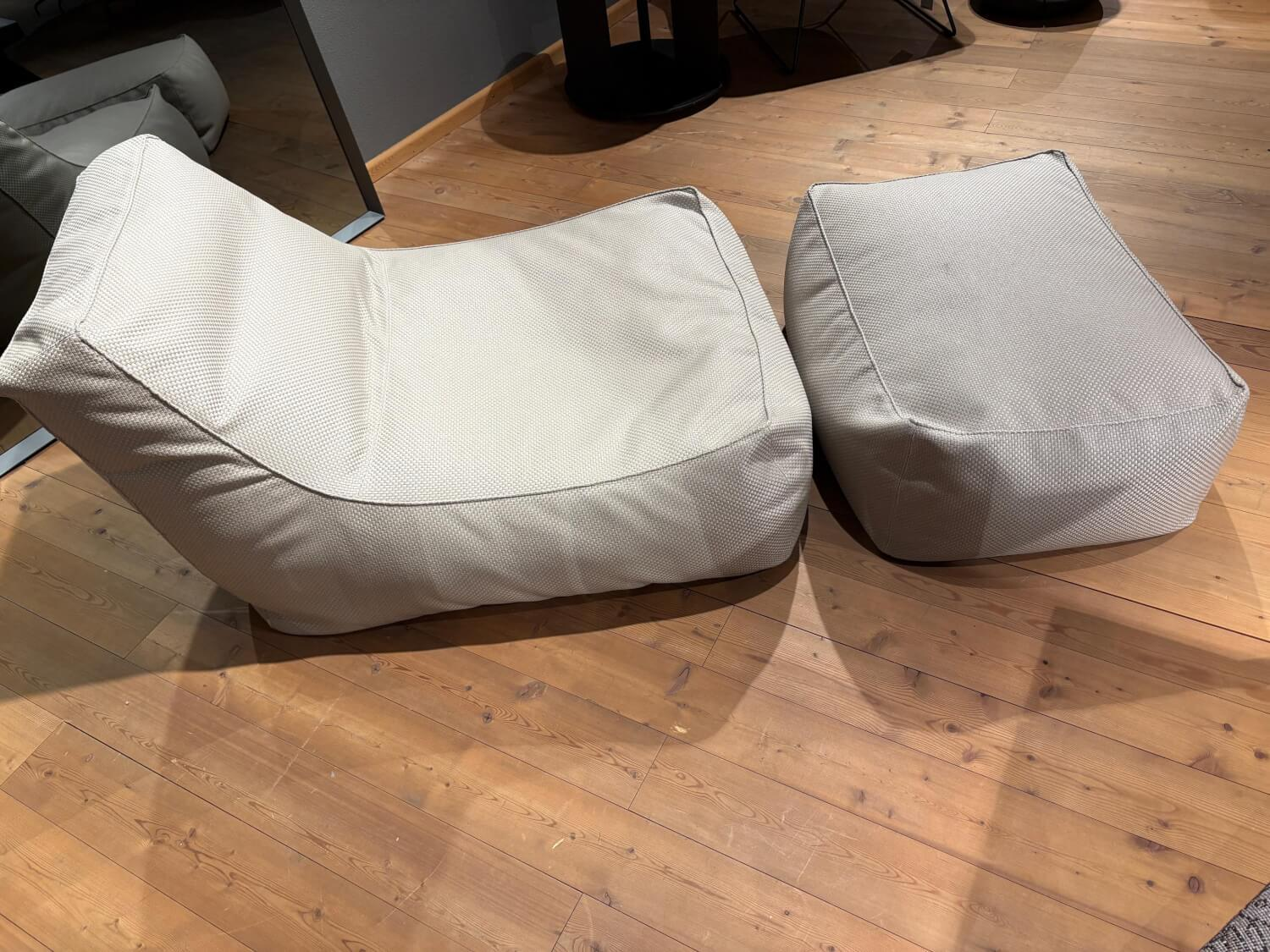 Verzelloni - Sessel Zoe Stoff Strauss 10082 Corda Beige mit Pouf - 2