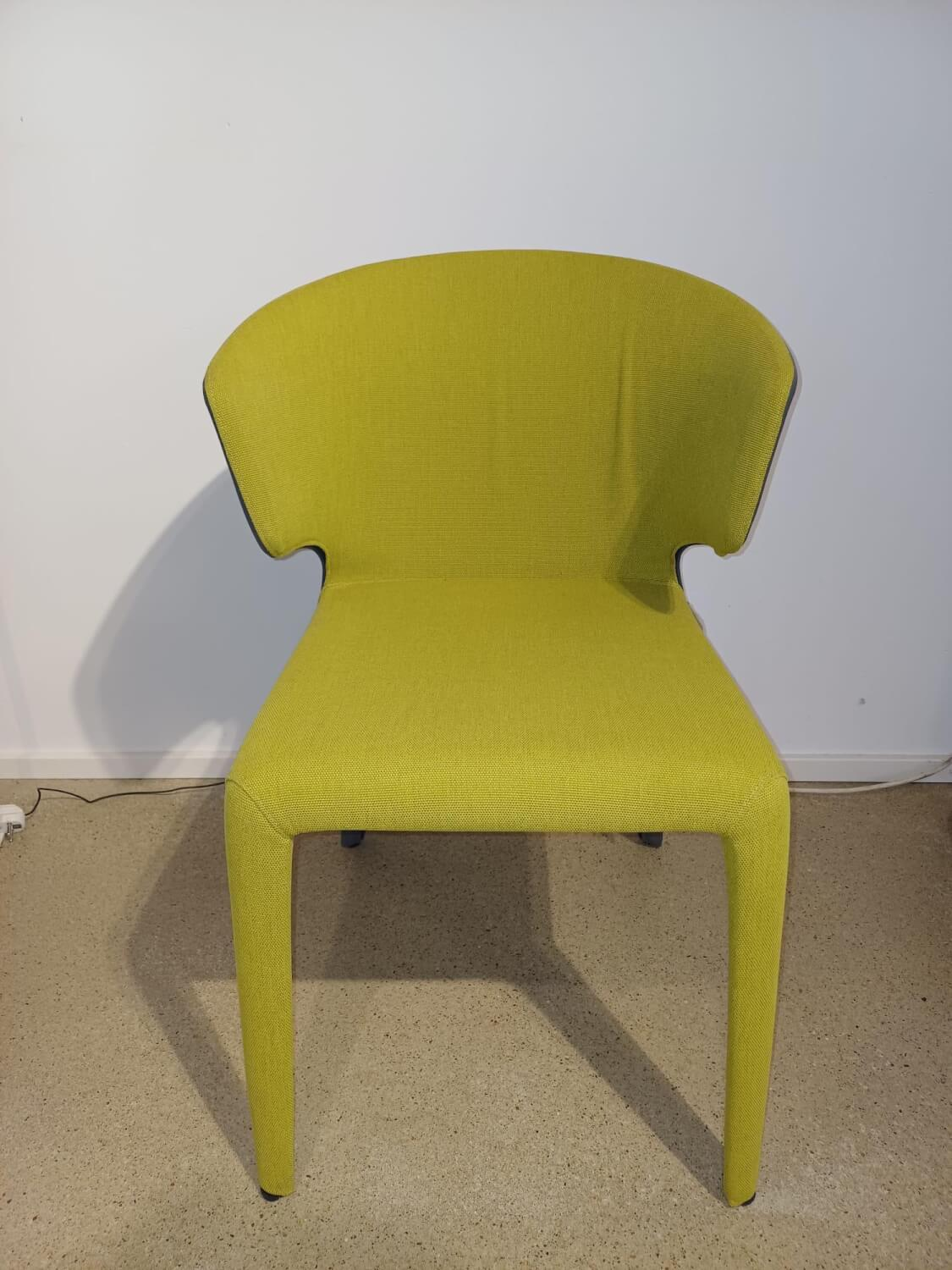 Cassina - 4er-Set Stuhl Hola Außen Leder 13X267 Grau Innen Stoff 13K550 Gelb Grün - 3