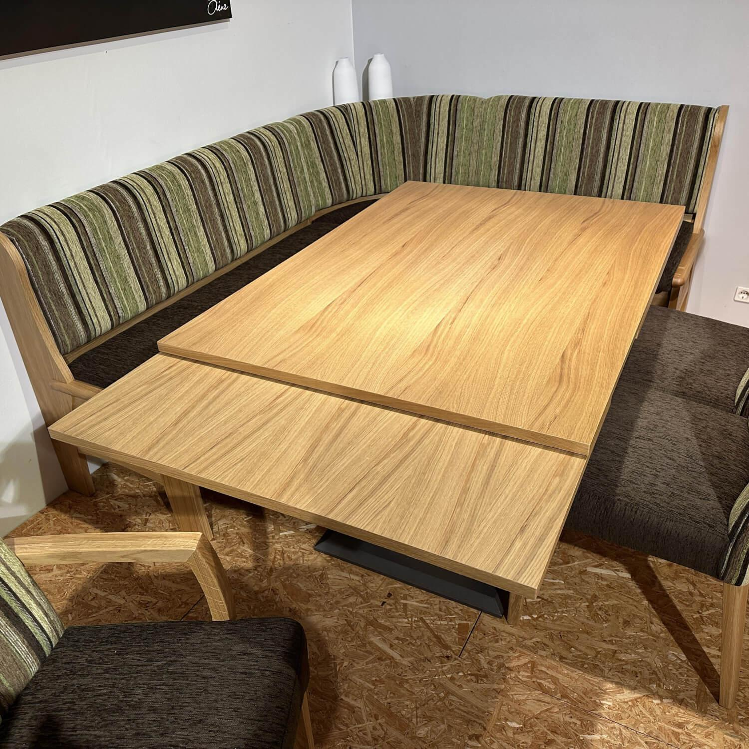 Schösswender - Essgruppe LS23 Manzan Stoff Cora 8094 801 Uni Und 8095 27 Gestreift Grün Braun Und Eiche Natur Lackiert - 10