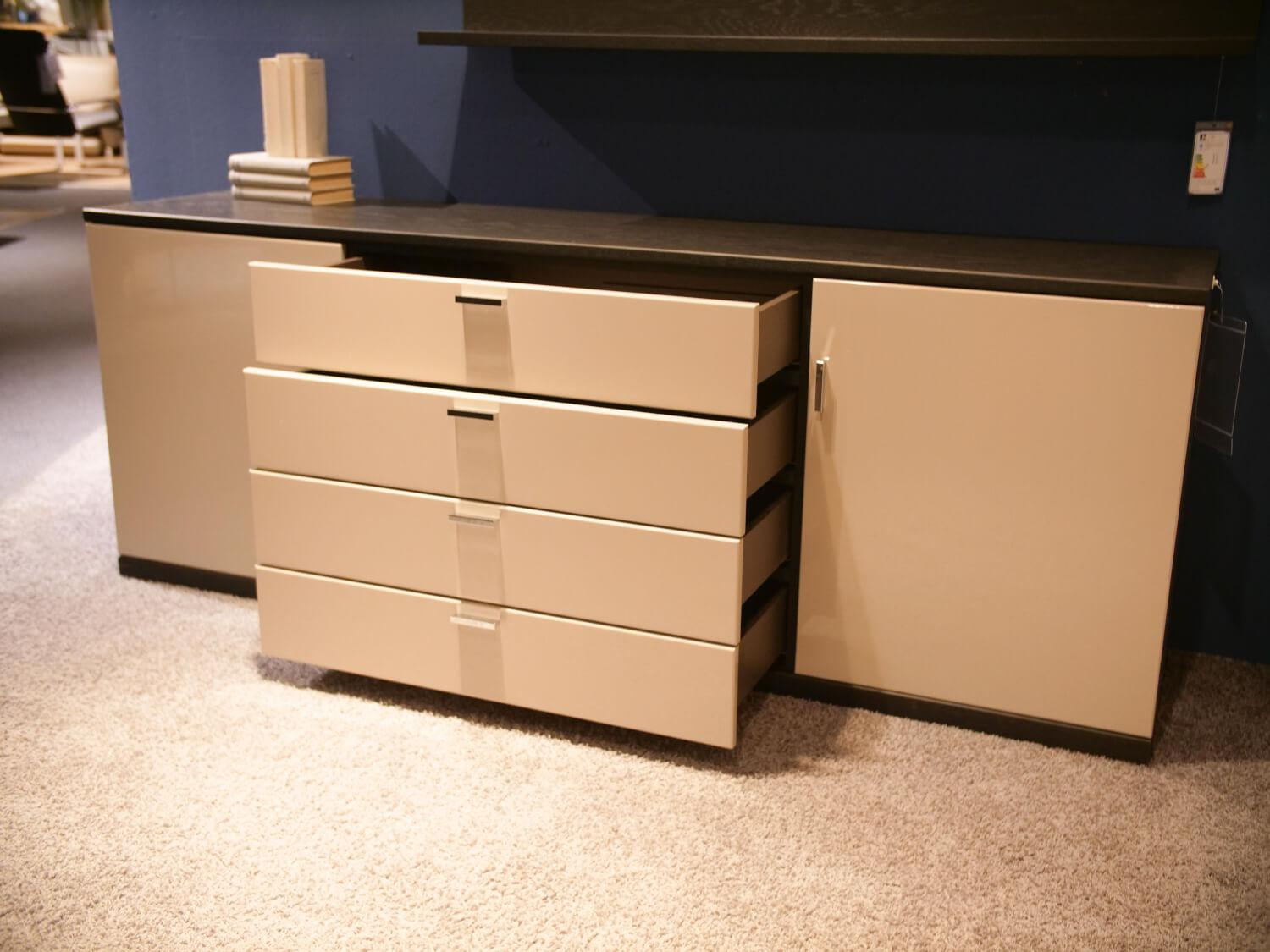Musterring - Sideboard Kira-System 24040 R Mit Wandboard Korpus Eiche Furniert Farbton 2212 Graphit Front Lack Grau - 7