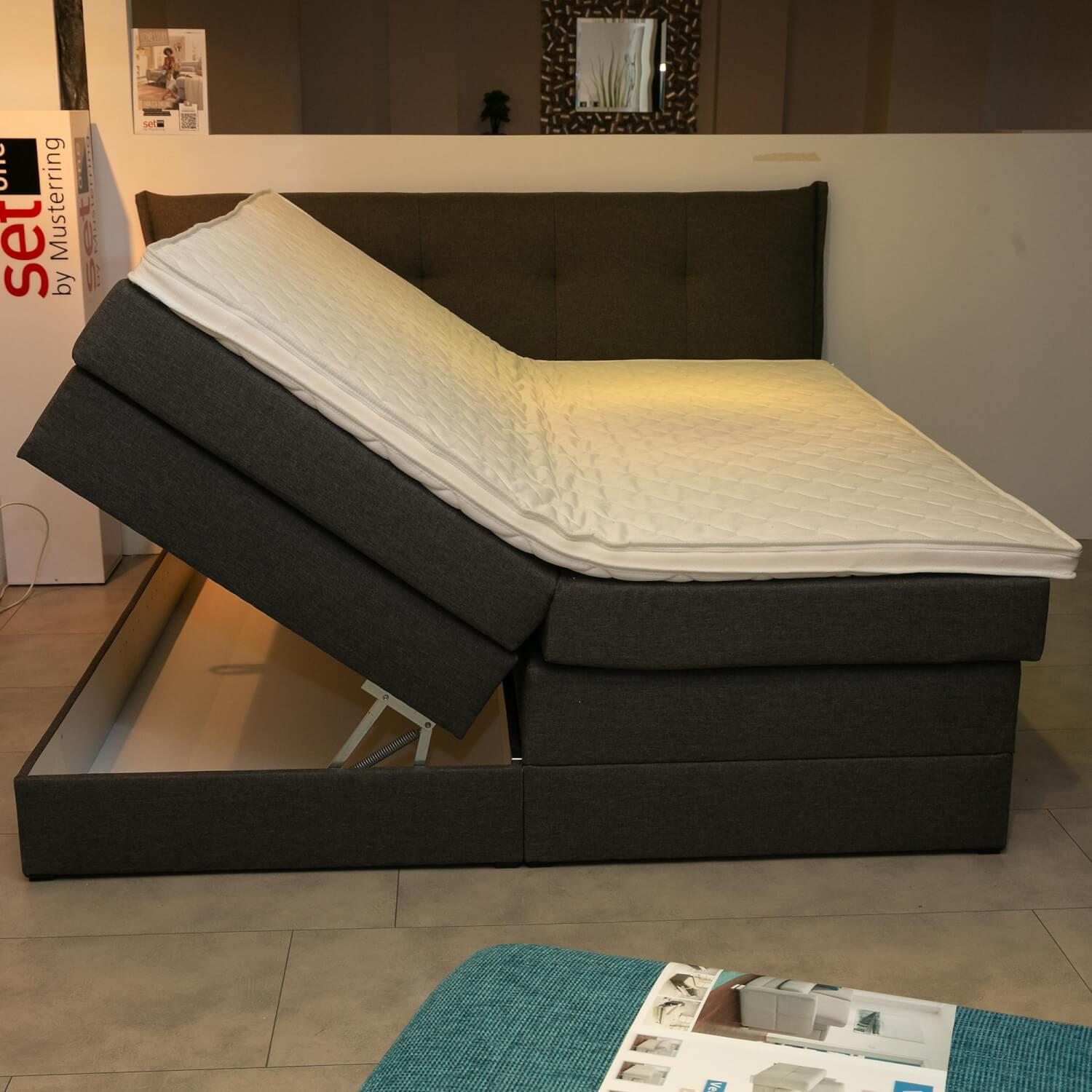 set one by Musterring - Boxspringbett Florida Bezug B392 Anthrazit Feinmeliert Mit Bettkasten Inklusive Topper - 9