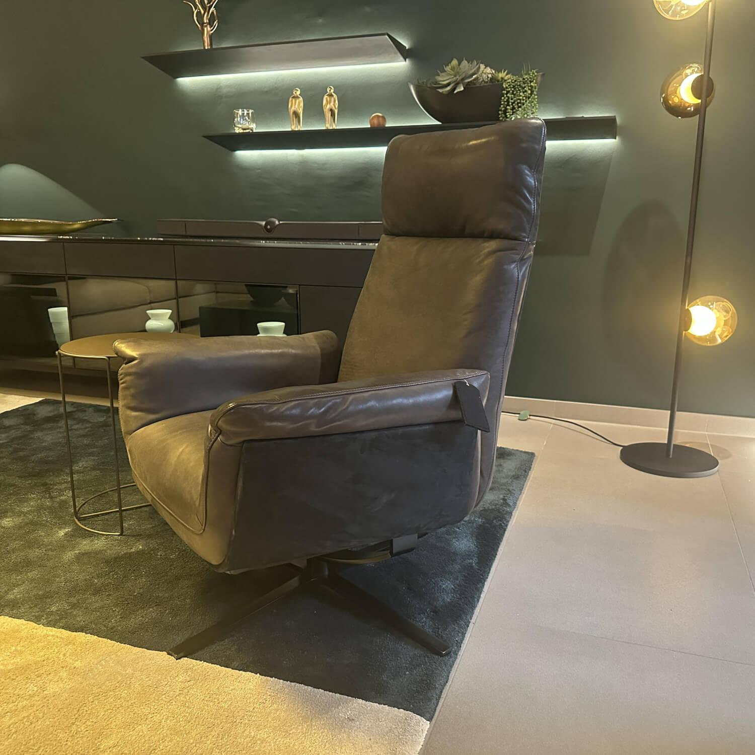 FSM - Sessel Shelby Außen Leder Kashmir Schwarz Innen Leder Naturale Espresso Braun Gestell Stahl Schwarz Pulverbeschichtet - 5