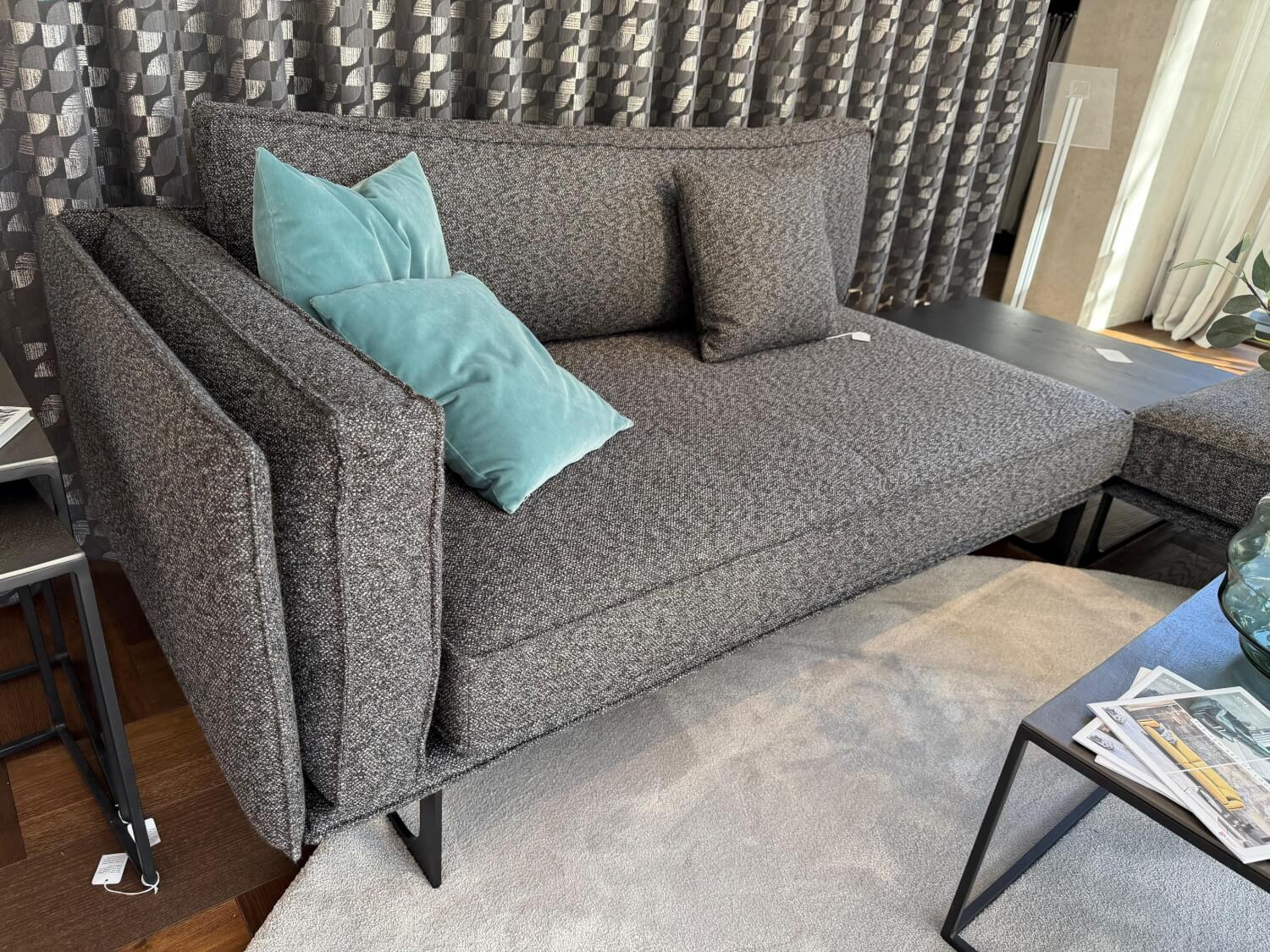 IP Design - Sofa Cube Air Fabric Mara IP1763 494 Gray Feet Metal Skid Black With Cushions - 4