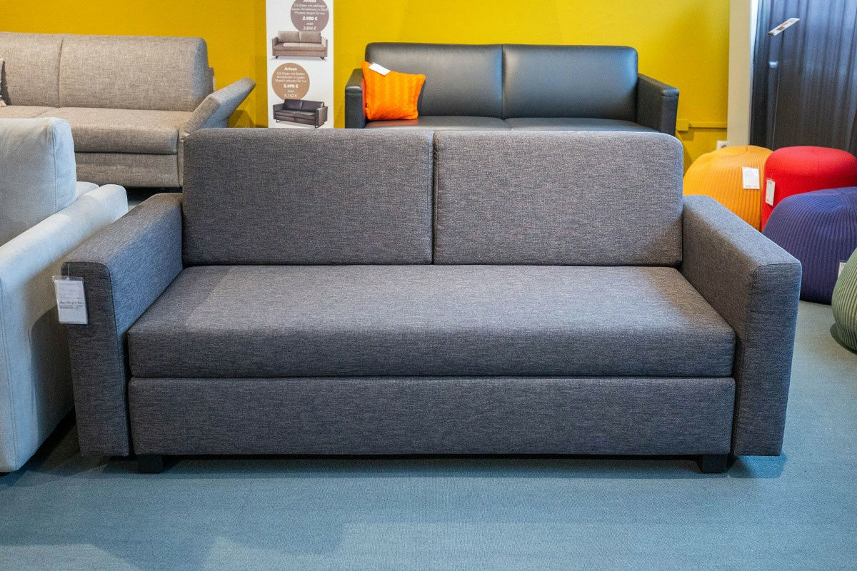 Franz Fertig - Schlafsofa Minnie Stoff E2055 Anthrazit Füße Schwarz - 3