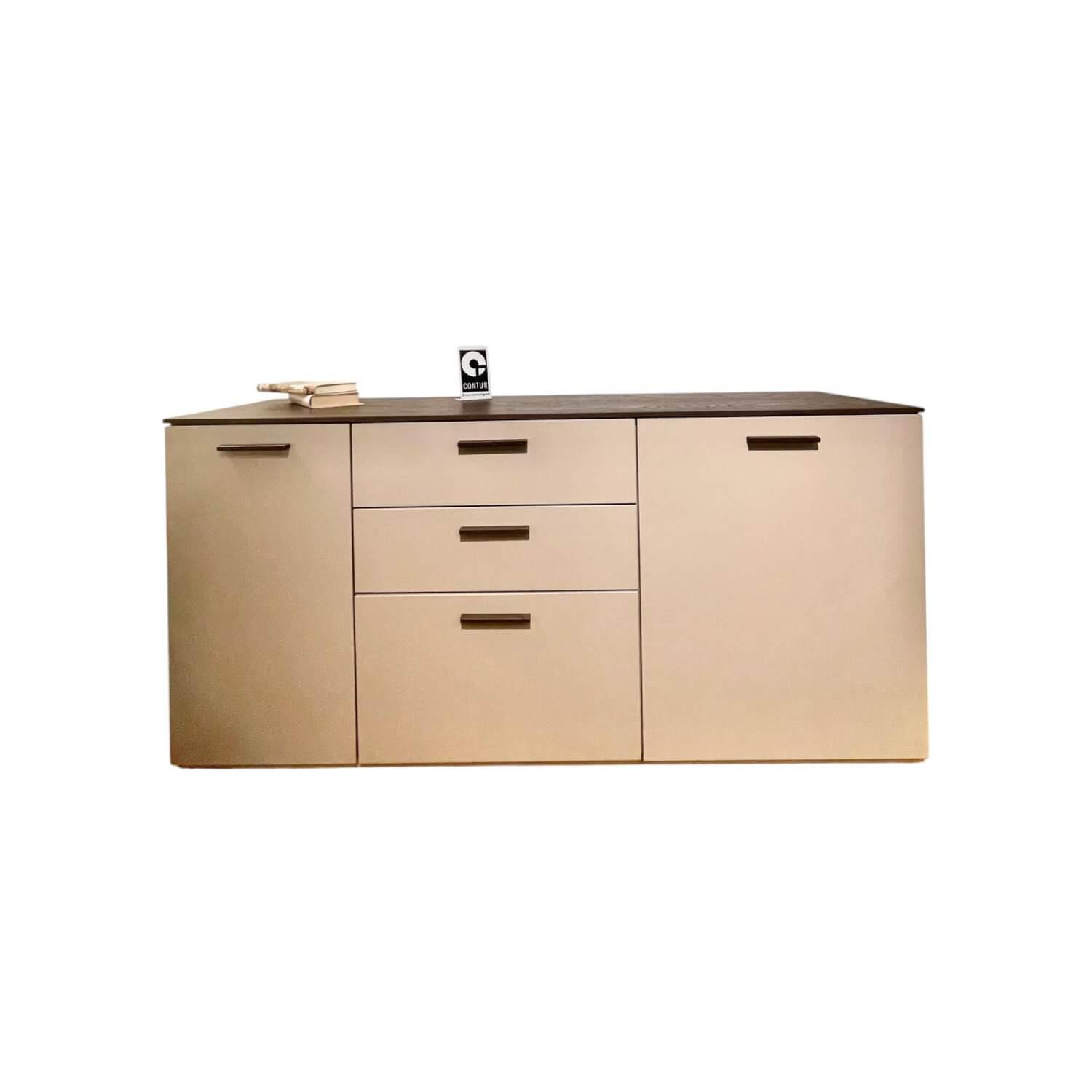 Contur - Kommode 3900 Block Lack Grau Abdeckplatte Wildeiche Dunkel - 1